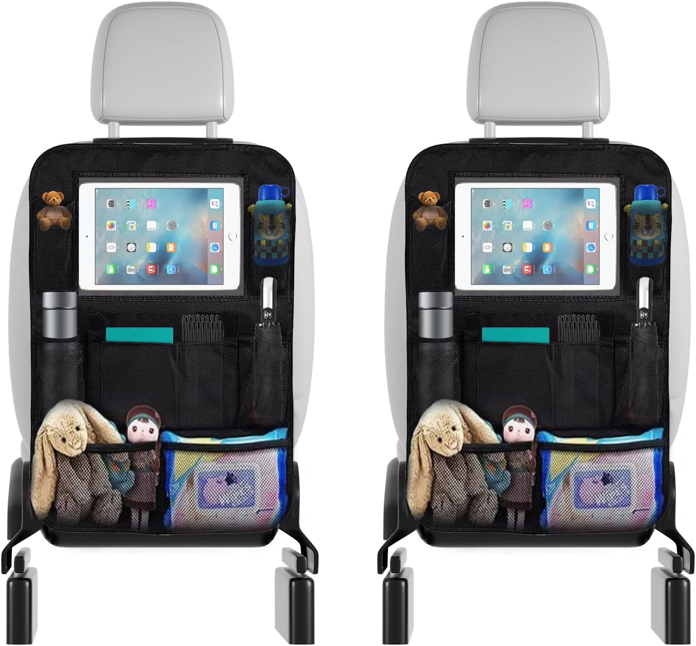 Kinder-auto-organizer, 2 Stück Kinder-auto-rückenlehnenschutz Mit 10-zoll-ipad-tasche, 10 Taschen Autositzschutz