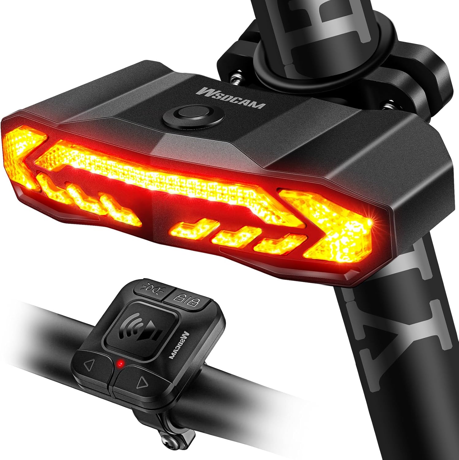 Intelligentes Fahrradlicht Mit Blinkern, Bremslicht Und Alarmhupe – Automatisches Ein-/ausschalten, Wasserdichte Wiederaufladbare Fahrradrückleuchte Mit Fernbedienung