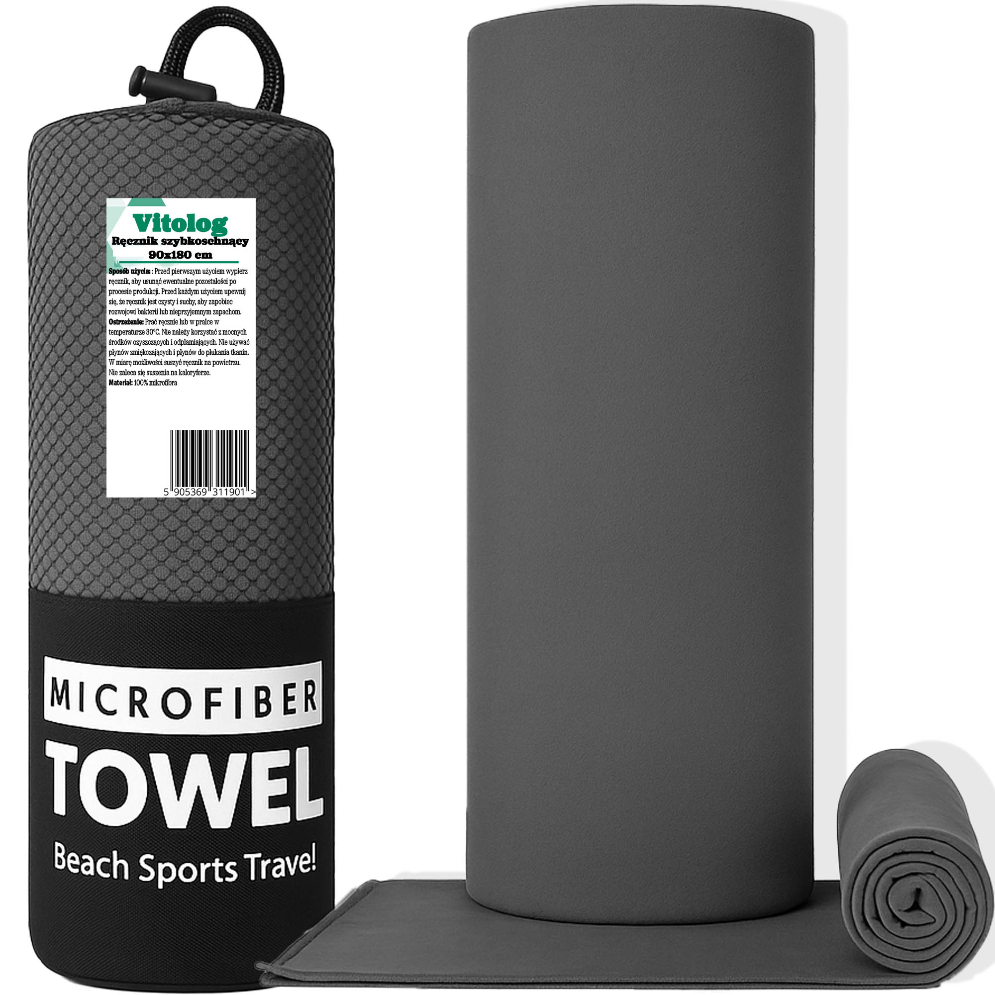Bc Schnelltrocknendes Mikrofaser-strandtuch Für Fitnessstudio 90x180 Cm