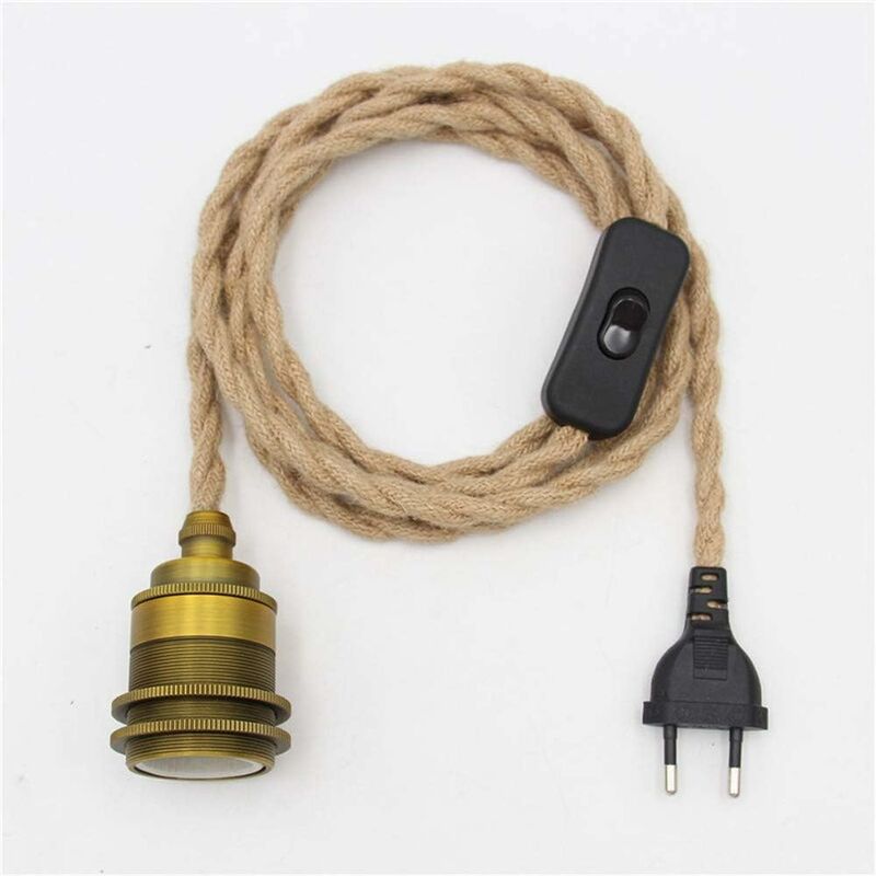 Hängelampe, Vintage-hanfseil-hängelampen-set Mit Schalterfassung, Diy Einzelkopf-hängeleuchte, Kabelseil, E27-fassung, Textilkabel, Dekorbeleuchtung Für Schlafzimmer, Wohnzimmer, Küche (d)