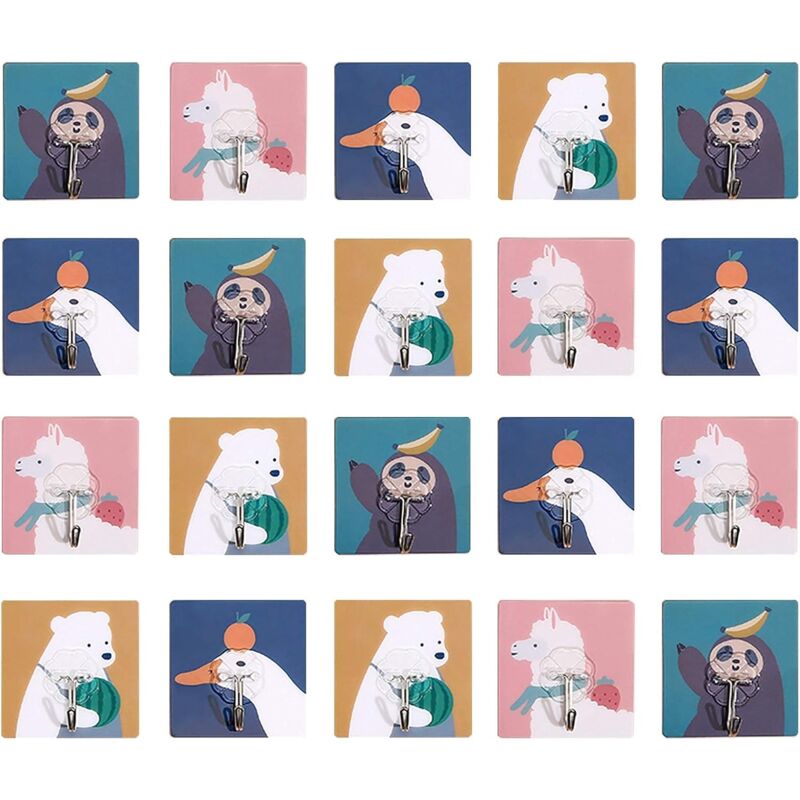 20 Stück Cartoon-klebehaken, Max. 2 Kg, Wiederverwendbar, Wasserdicht, Nahtloser Handtuchhalter, Handtuchhaken Für Bad Und Küche