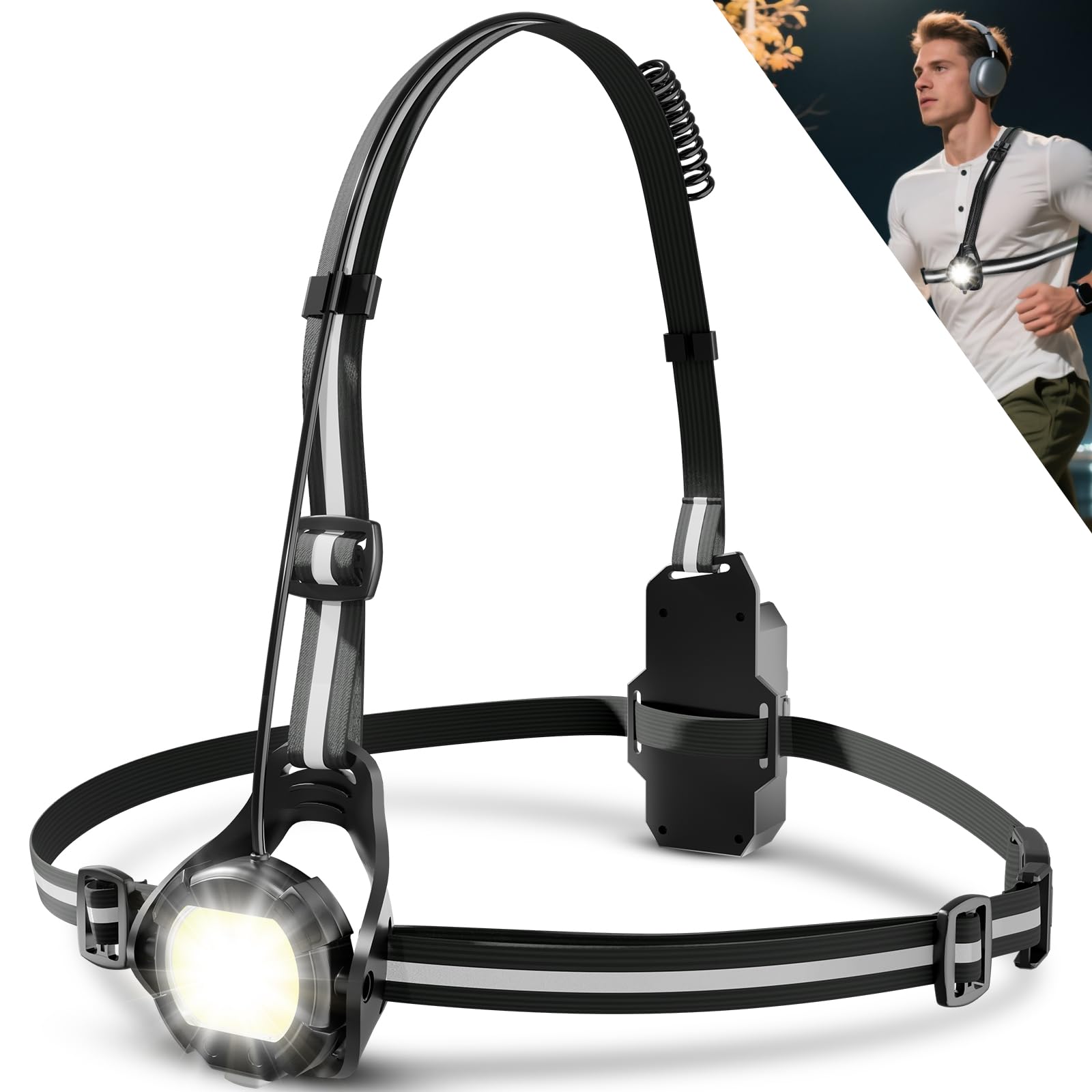 Lauflicht Zum Joggen, 500 Lumen, Lauflicht, Joggen Mit 4 Beleuchtungsmodi, Wiederaufladbares Led-lauflicht Mit Reflektoren, Wasserdichte Jogginglampe, Verstellbarer Winkel