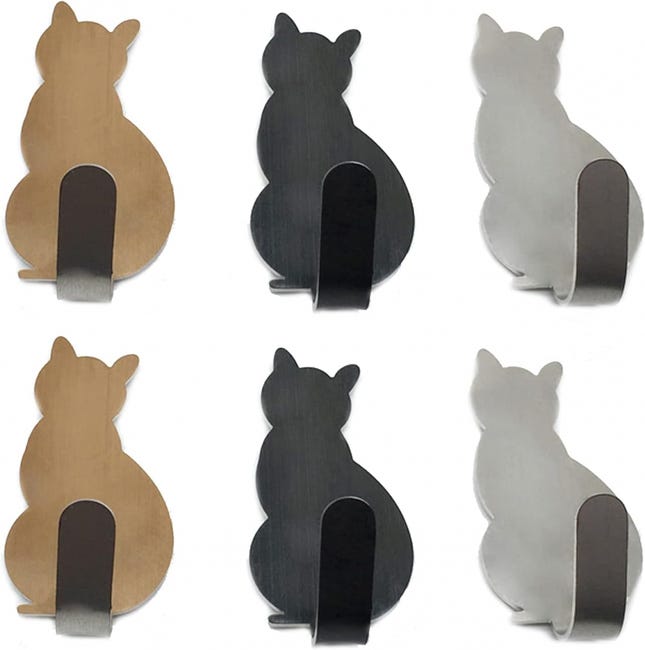 6er-pack Handtuchhaken Aus Edelstahl Für Kleine Katzen, Dekorative Wandhaken Für Zuhause, Küche, Badezimmer