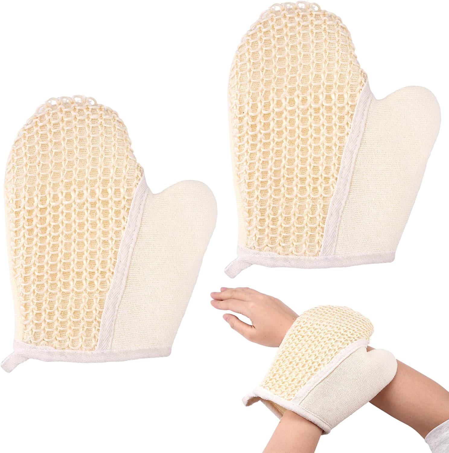 2 Stück Peeling-handschuhe,paardenhandschoenen,peeling-handschuhe,badhandschoenen,peeling-waschschuhe,massagehandschoenen Für Dusche, Spa,massage, Gesunde Haarpflege, Doppelte Verwendung