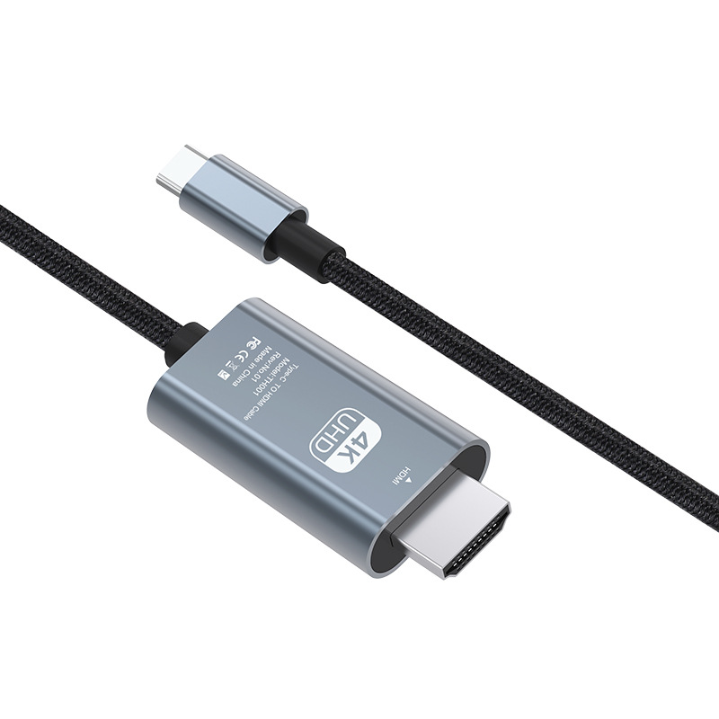 Usb-c Auf Hdmi Kabel 2 M – 4k@30hz – Geflochtenes Kabel – Thunderbolt 3 Auf Hdmi Adapter Kompatibel Mit Macbook Pro/air, Iphone 15, Ipad Pro, Imac, Samsung Galaxy, Chromebook – Aluminium