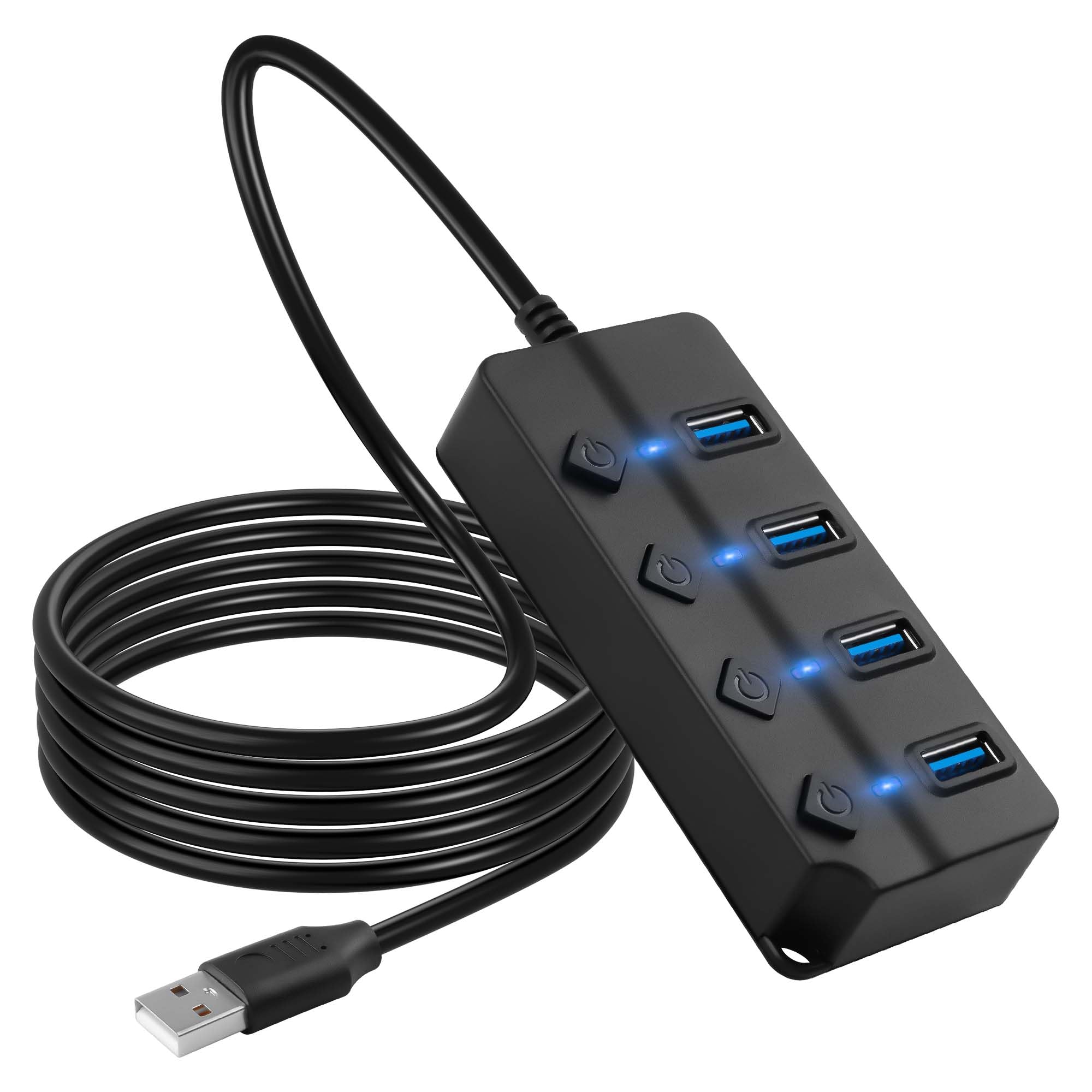 Usb-hub, 4-port-usb-splitter Mit 1 M Langen Einzelnen Led-ein/aus-schaltern, Multi-port-expander, Schnelle Datenübertragung, Usb-splitter Für Computer