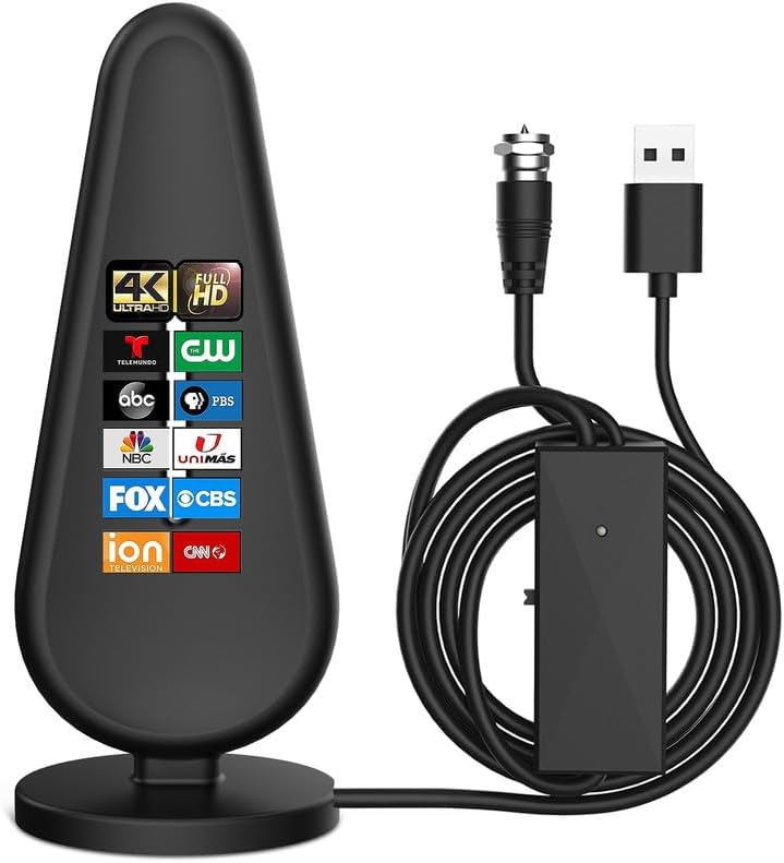 Hdtv-digital-tv-antenne Für Den Innenbereich Mit Signalverstärker, Tv-antenne Für Smart Tv, 4k 1080p Kostenlose Lokale Kanäle Unterstützen Alle Fernseher Mit 18 Fuß Koaxialkabel