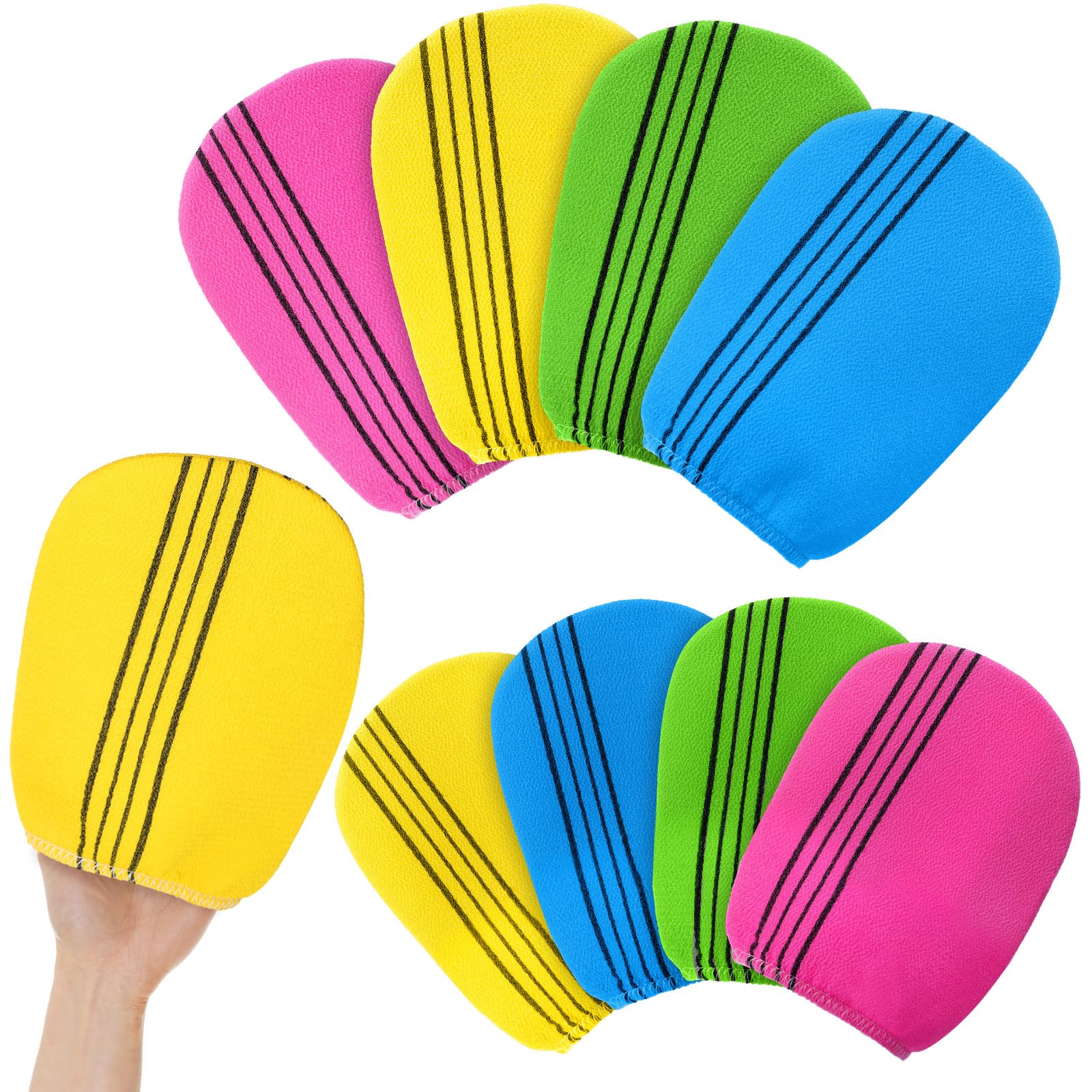 8er-pack Koreanische Körperpeeling-handschuhe, Asiatische Peeling-handschuhe 13 X 17 Cm, Bunte Koreanische Waschlappen Zum Reinigen Der Haut, Reduzieren Schmutz Und Fett