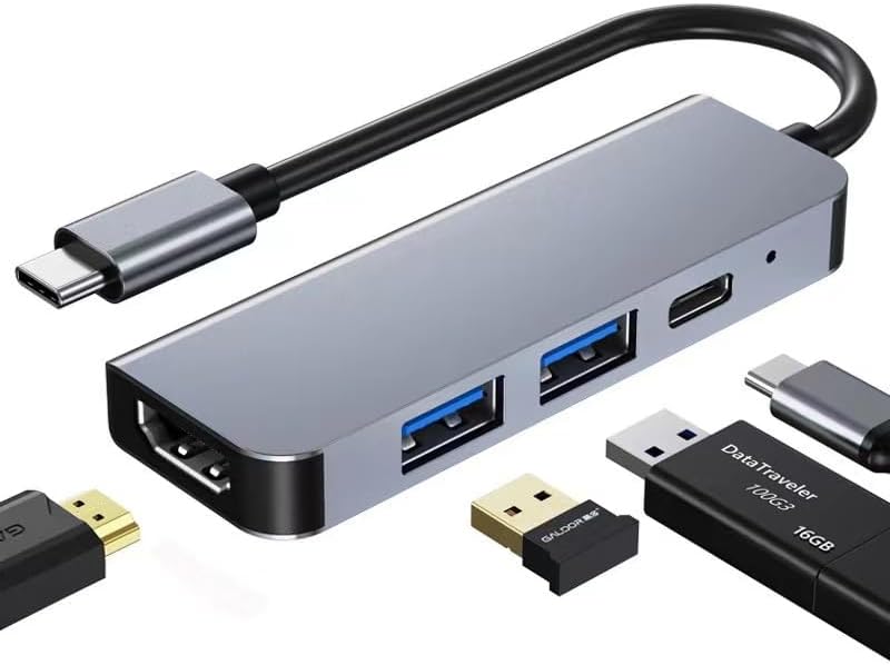 4-in-1-hub Typ C, Multifunktional, Usb-basis, Hdmi 4k/30 Hz, Pd3.0, Schnellladung, 87 W, Adapter, Büro, Schule, Zuhause, Reisen
