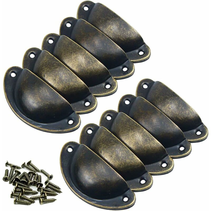 Türknäufe, Set Mit 10 Griffen, Vintage-möbelknöpfe, Metallschale, Schubladenknöpfe Und Möbelknopf Für Schränke, Garderobe, Kommode, Schubladen (antik-messing)