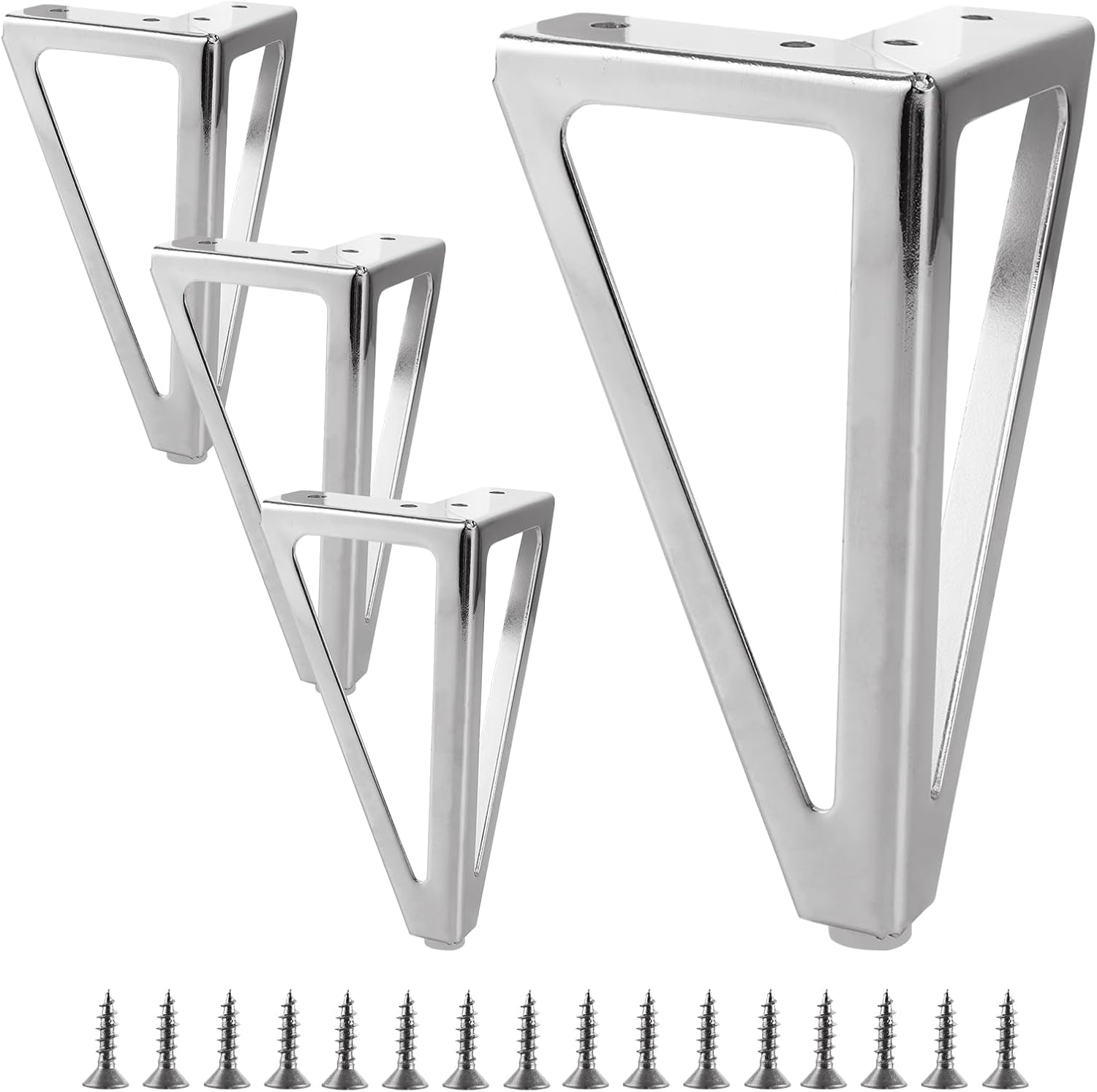 Oungy Möbelbeine Aus Metall, 4 Stück, 15 Cm, Silberne Möbelbeine Für Sofa, Schrank, Sofa, Nachttisch, Tv-schränke, Schubladen