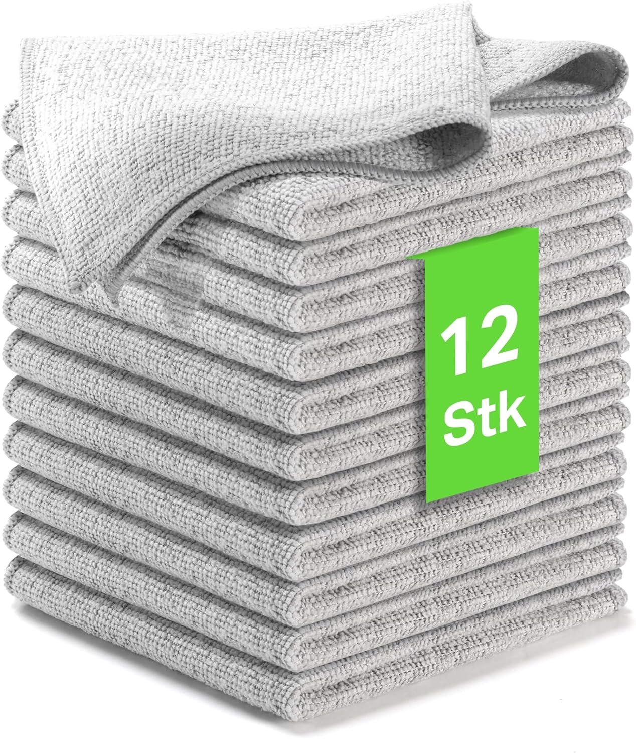 Mikrofaser-reinigungstuch 12er-set, Streifenfrei, Poliertuch, Mikrofaser, 30 X 30 Cm (grau, 12)