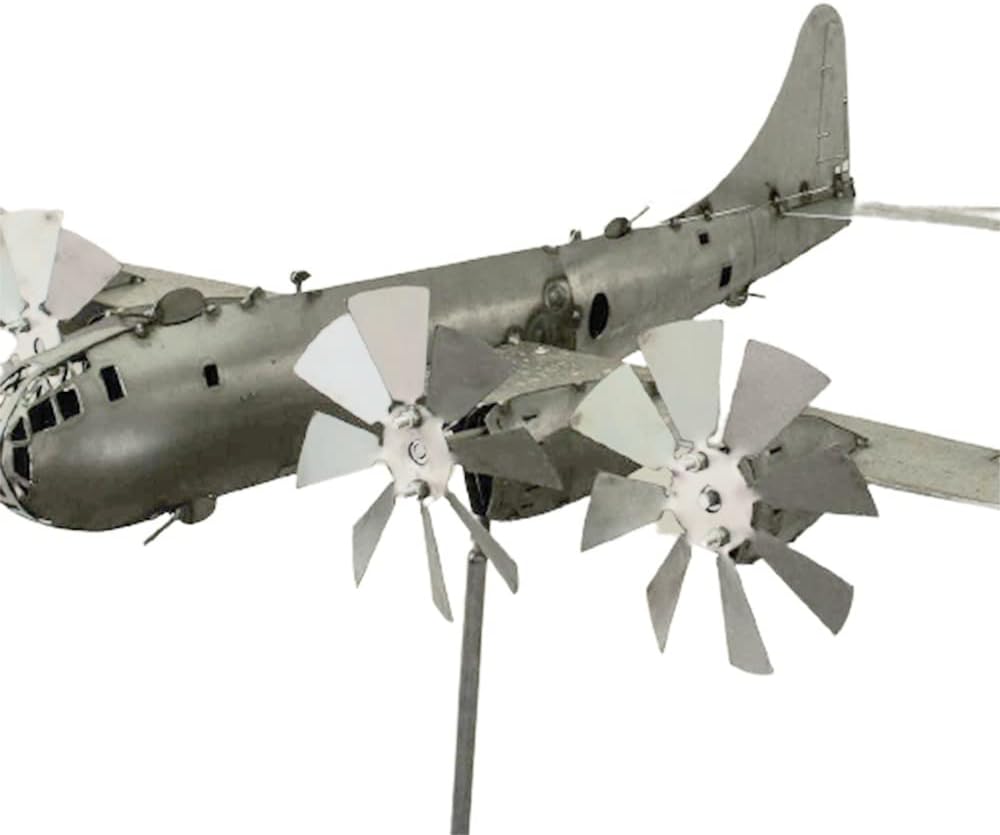 Rotierender Flugzeug-windspiel Aus Metall, Plug-in-dekoration Für Den Außenbereich, Terrasse, Garten, Silber
