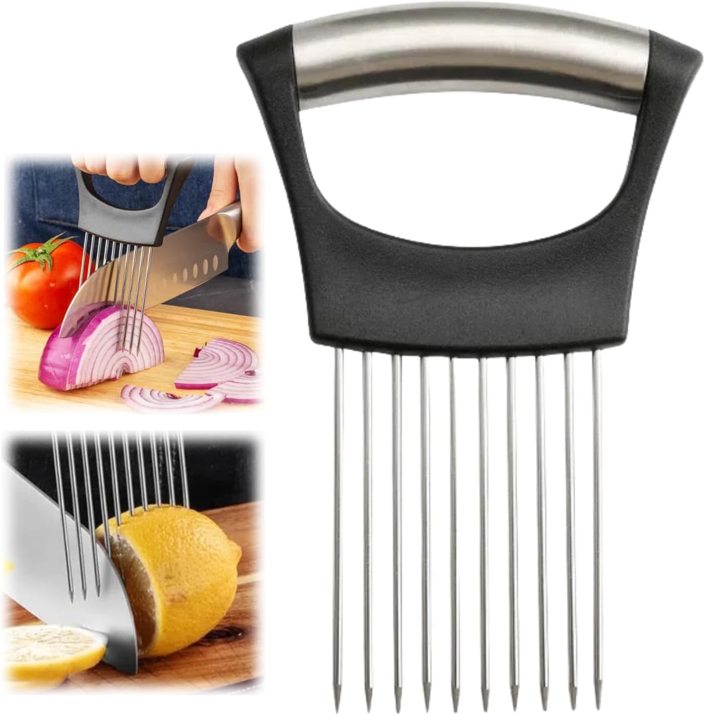 Zwiebelscheibenhalter Aus Edelstahl, Zitronenschneider, Gemüseschneider, Küchenmesser-schneidwerkzeug, Fleisch, Zwiebel, Kartoffel, Tomaten-heimküchengeräte (1 Stück)