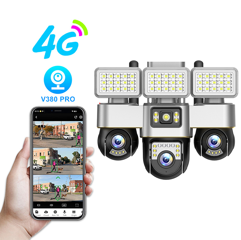 3-zoll-2-megapixel-360°-panoramakamera Mit Geringem Stromverbrauch, 4g-karte, Zwei Lichtquellen, Dreitürige All-in-one-kamera, Sprachfernüberwachung, Intelligente Straßenlaternenverknüpfung, Ip66 Wass