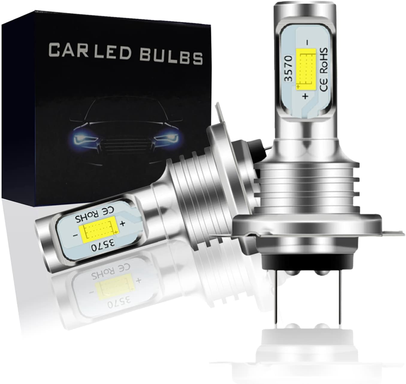H7 Led-lampen Für Nebelscheinwerfer, Fernlicht, Abblendlicht Und Lüfterlose Scheinwerfer, 6000k Kaltweiß, Csp-chips, Plug & Play, Ersatz Für Halogenlampen (2er-pack)