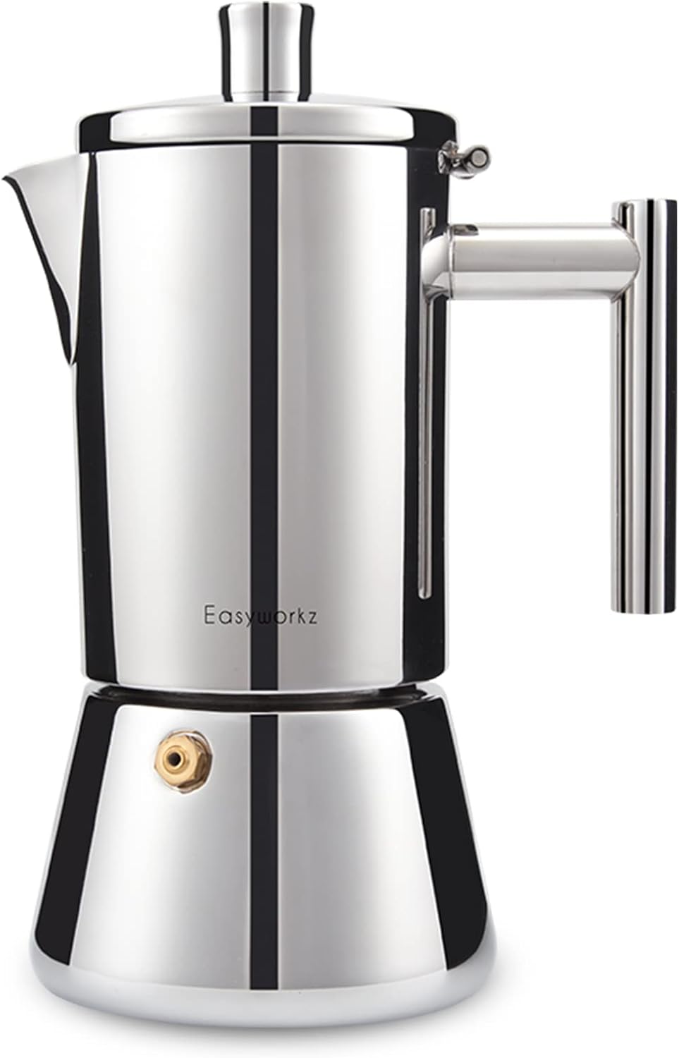 Diego Espressokocher, Italienische Kaffeemaschine, Edelstahl-mokakanne, Induktionsgeeignet, Silber, 200 Ml, 4 Tassen