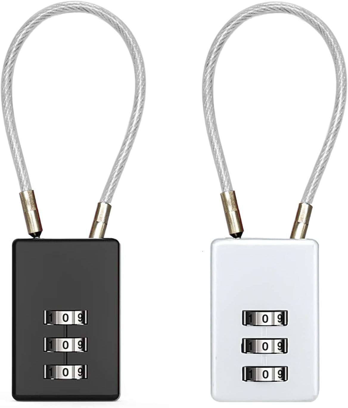 2 Stück Gepäck-vorhängeschloss, Code-vorhängeschloss, 3-stelliges Reise-vorhängeschloss, Kombinations-vorhängeschloss Für Reisegepäck (schwarz, Grau)