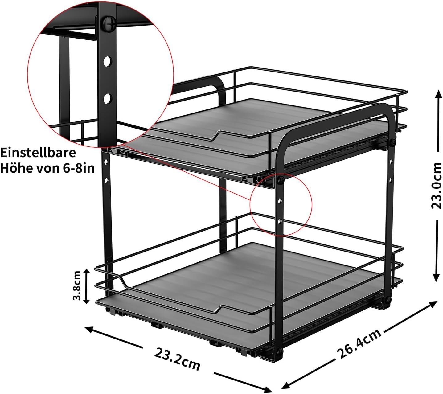 Küchenaufbewahrung Und -organisation, 2-stufige Küchenschublade, Höhenverstellbare Küchengewürzaufbewahrung, Küchenschrankaufbewahrung, T26,4 X B23,2 X H23 Cm