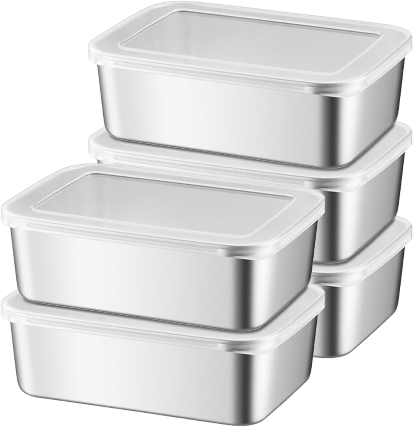 5 Stück Pro Packung Mit Inhalt: 1100 Ml Roestvrijstalen Proshouddozen, Herbruikbare Vriesdozen, Voorraaddozen, Opbergdoos Keuken, For Kaas, Obst, Salate, Snoep Und Marmelade
