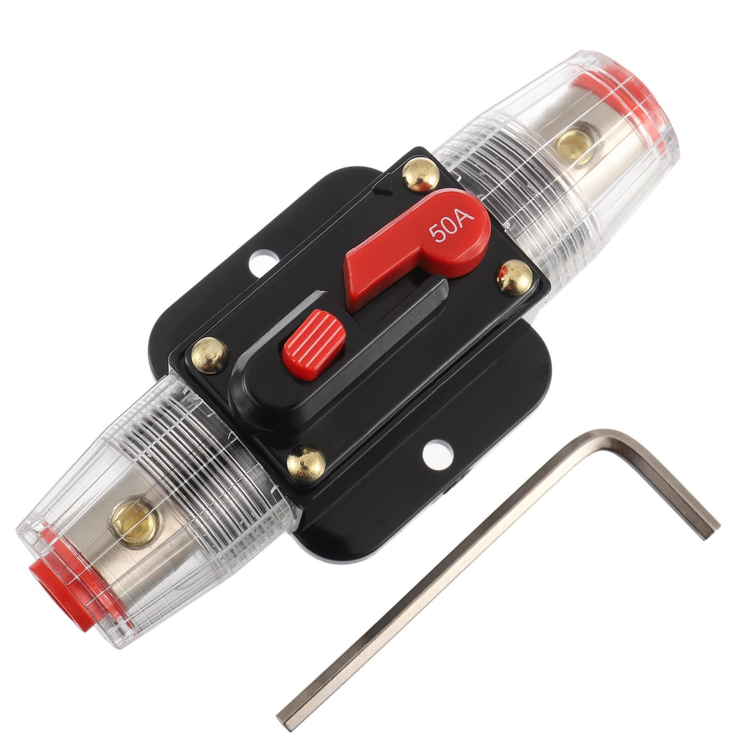 Für 50a Leistungsschalterschalter 50 Amp Inline-sicherungshalter 12v-52v Dc Manuelle Reset-taste Für Auto-audio-sound-verstärkersystem Rv Home Marine Boat Truck