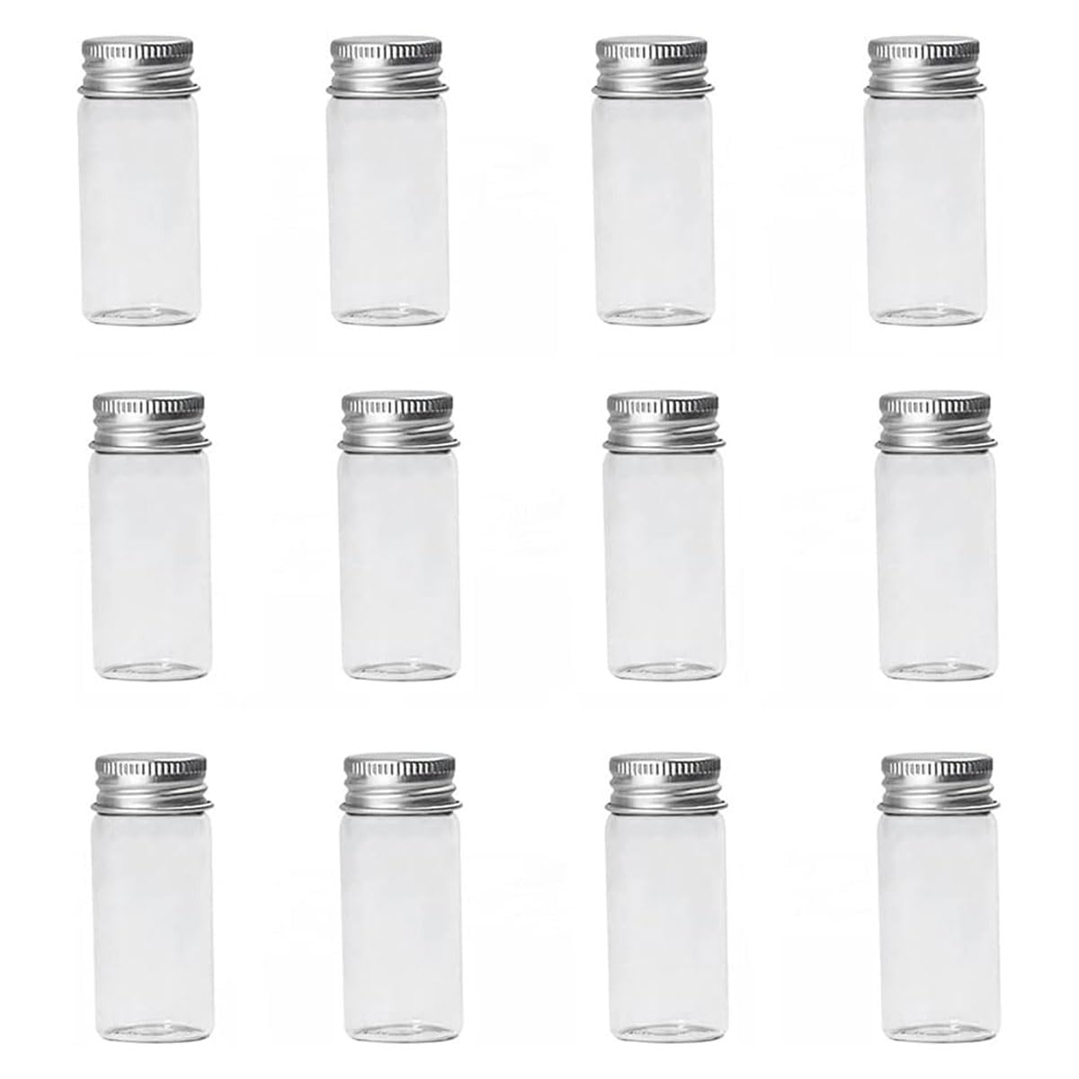 12 Stück Mini-klarglasflaschen – Süßigkeitenflaschen, Mit Aluminium-schraubverschluss Für Proben, Kleine Behälter, Hochzeitsgeschenke, Dekorationen (10 Ml)