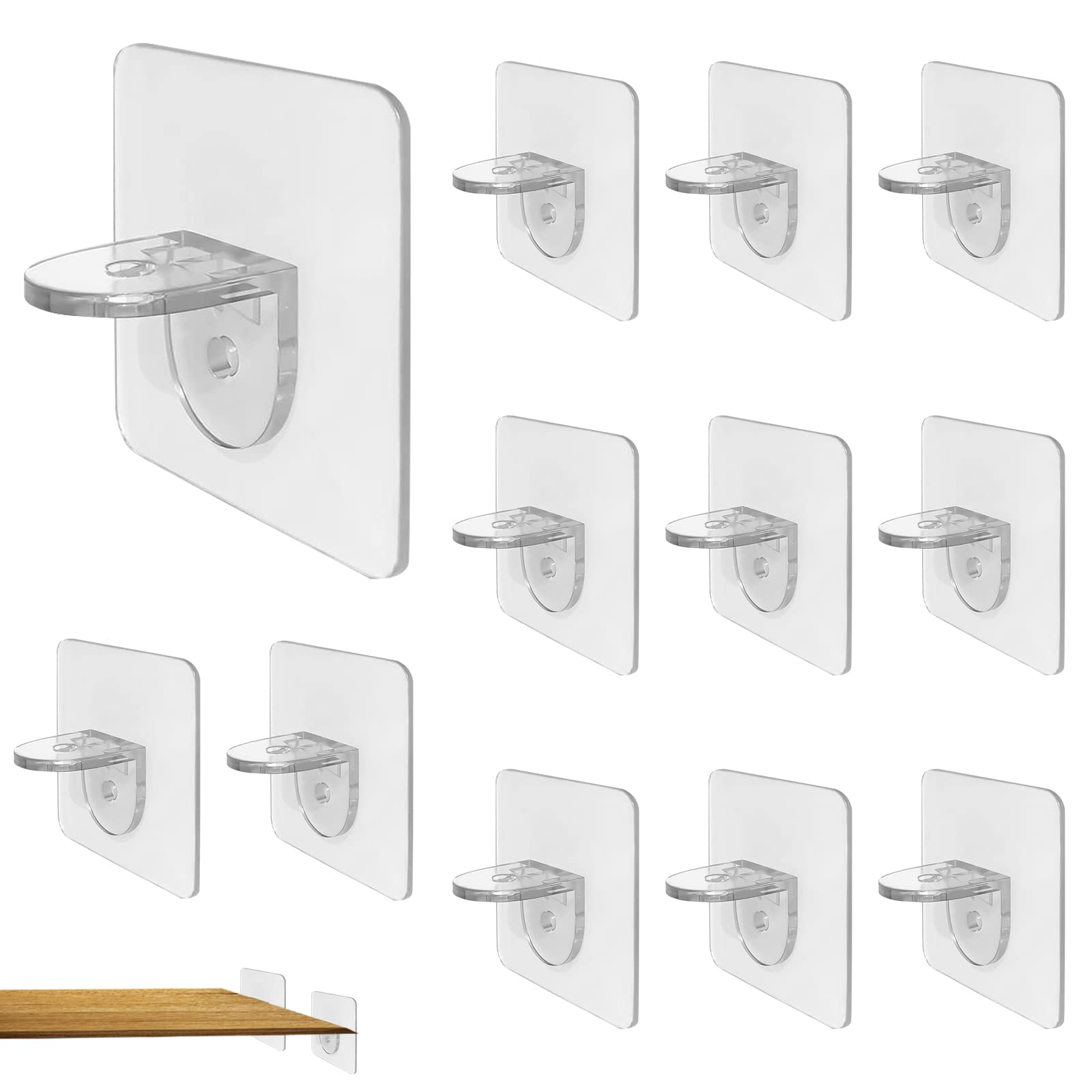 12 Stück Selbstklebende Heringe, Regalstützen, Stanzfreie Regalstützen, Regalstützen, Für Schränke, Möbel, Schränke, Bücherregale, Ausstellungsständer (2,75 X 2,75 Zoll)