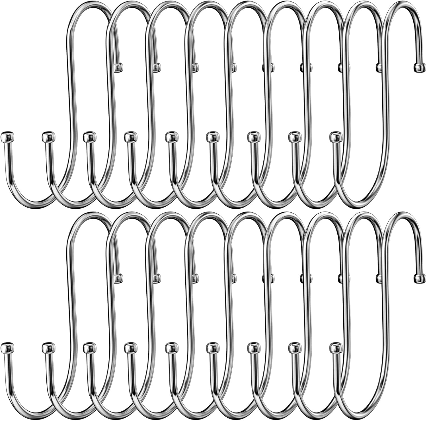 18er-pack Edelstahl-s-haken, Robuste Metall-doppelhaken Zum Aufhängen Von Tassen, Kleidung, Töpfen Und Pfannen, Geeignet Für Küche, Bad, Garten Und Kleiderschrank.