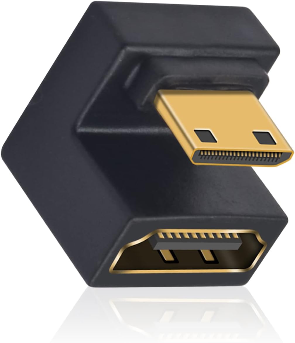 U-förmiger Mini-hdmi-auf-hdmi-8k-adapter, Abwärtswinkel, Mini-hdmi-auf-hdmi-buchse, Unterstützt 8k Bei 60 Hz, 48 Gbit/s, Kamera/laptop/hdtv/projektor (1 Packung)