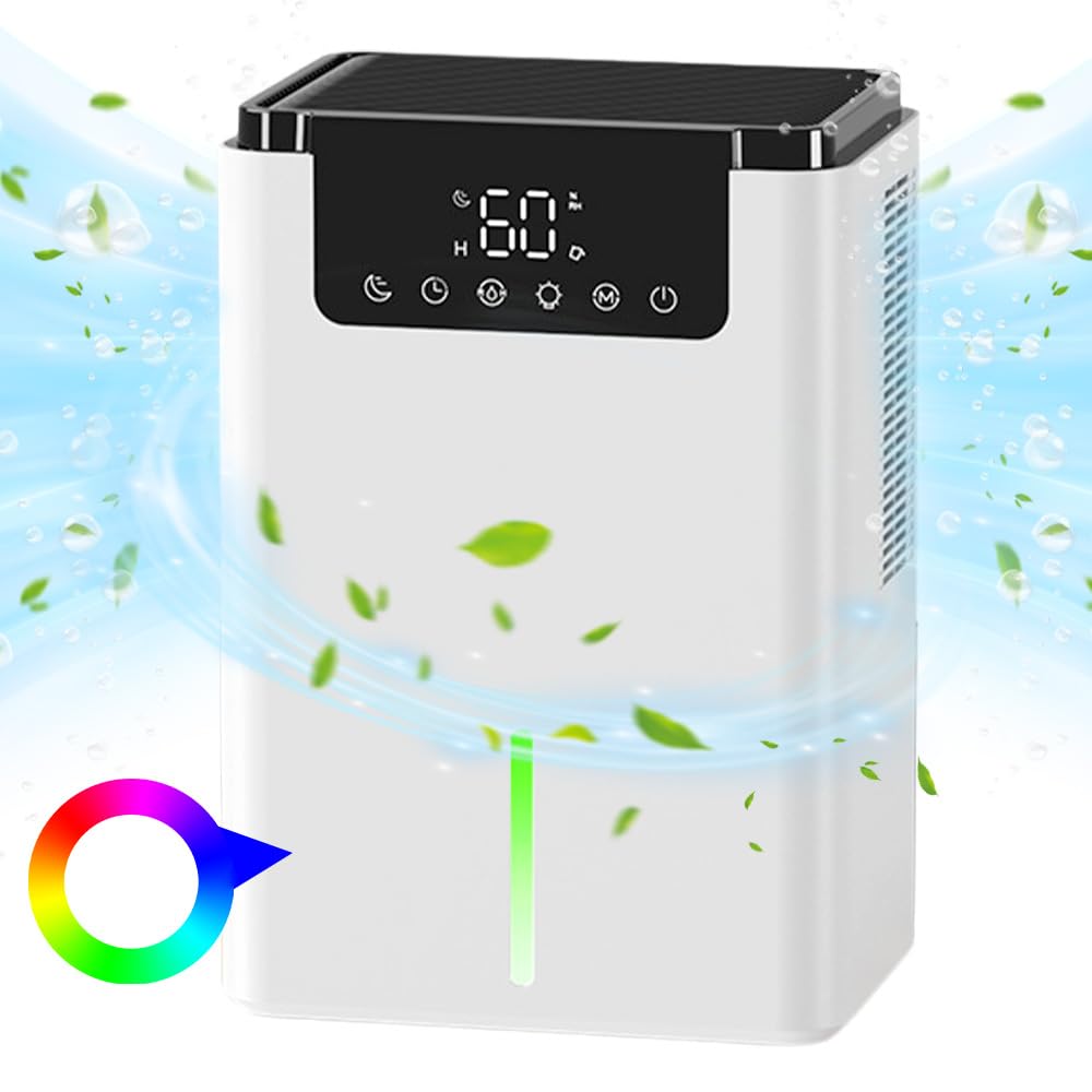 Elektrischer Luftentfeuchter, 2500 Ml Anti-schimmel-luftentfeuchter, Leiser Luftentfeuchter, Mit Farb-led, Automatische Abschaltung, Für Badezimmer, Schlafzimmer, Kleiderschrank