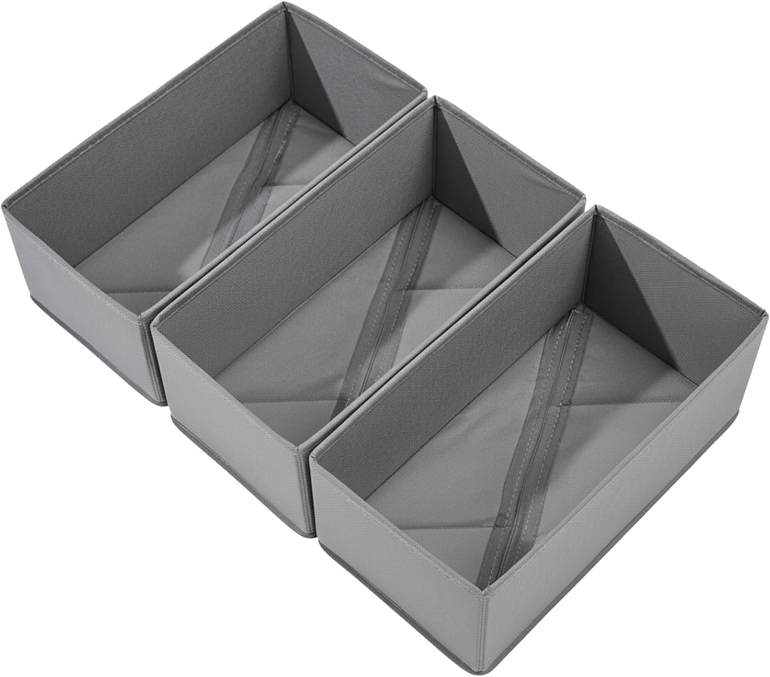 3er-set Sockenschubladen-organizer – Faltbare Aufbewahrungsboxen Aus Stoff Zur Trennung Von Unterwäsche, Kleine 3-fächer-schrankorganizer, Grau