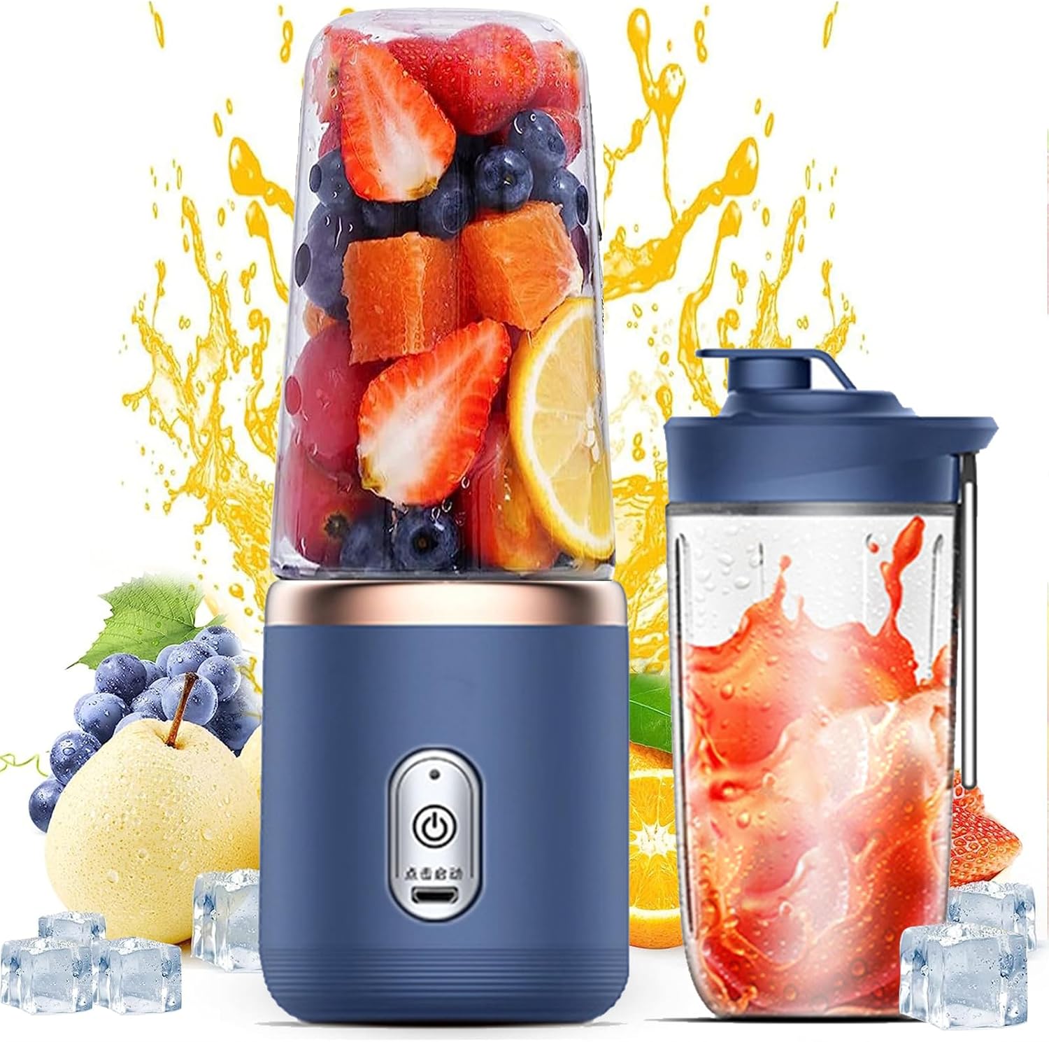 Tragbarer Mixer, Smoothie-maker, Über Usb Aufladbarer Persönlicher Mixer, 400-ml-obst-gemüsebecher-entsafter Mit 6 Klingen Und Reisedeckel, Tragbarer Mini-mixer Für Die Reise-fitnessstudio-küche