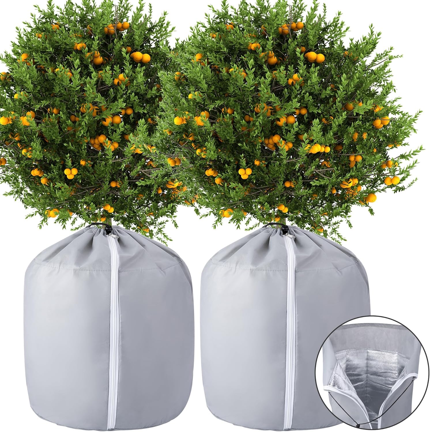 2 Stück Outdoor-topfschutz – Winter-blumentopf-schutz – Wiederverwendbare Topfpflanzen-überwinterungsabdeckung 70 X 65 Cm, Grau