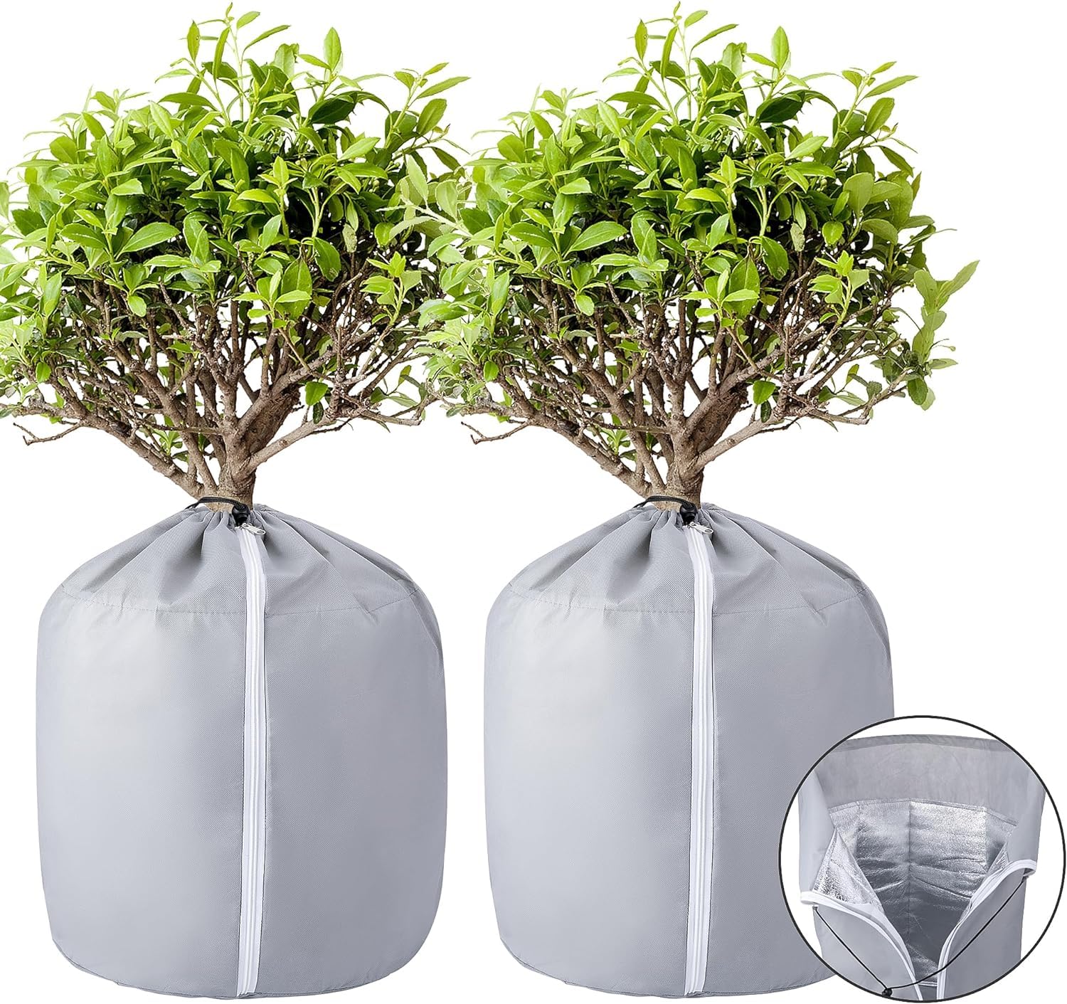 2 Stück Outdoor-topfschutz – Winter-blumentopf-schutz – Wiederverwendbare Topfpflanzen-überwinterungsabdeckung 40 X 35 Cm, Grau