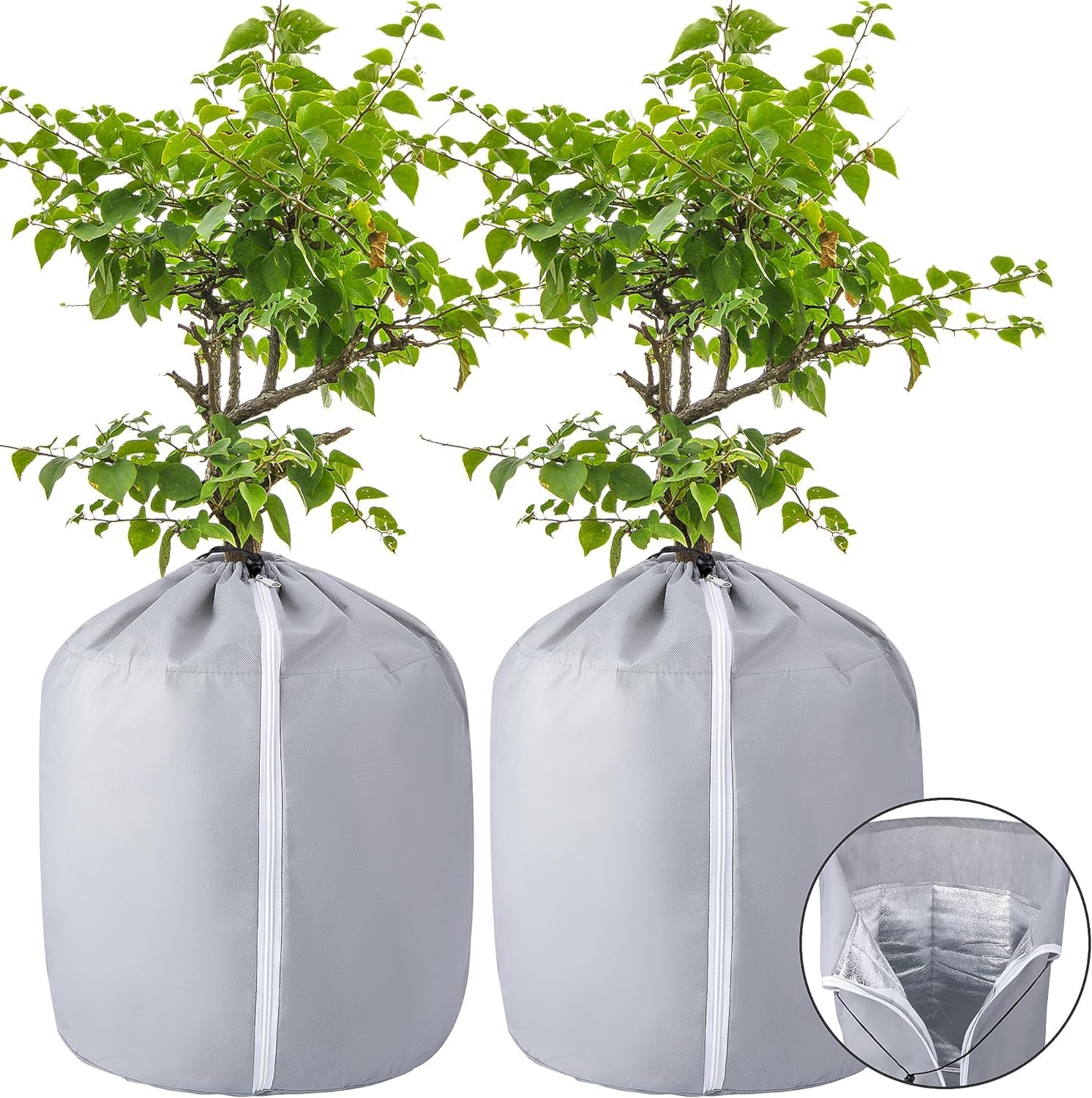 2 Stück Outdoor-topfschutz – Winter-blumentopf-schutz – Wiederverwendbare Topfpflanzen-überwinterungsabdeckung 50 X 45 Cm, Grau