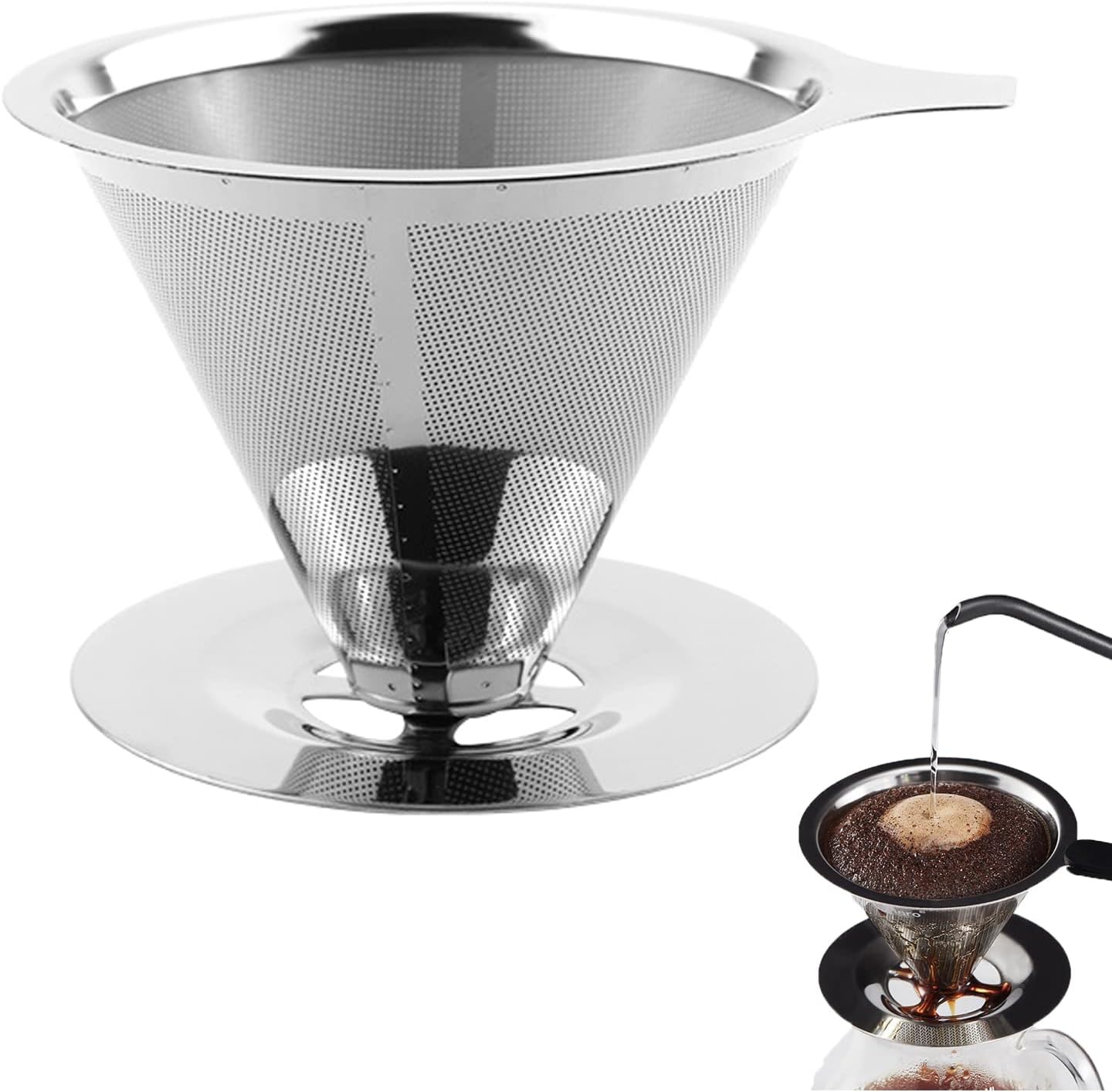 Wiederverwendbarer Kaffeefilter, Filter Für Manuellen Filterkaffee, Spezialfilter Für Manuellen Filterkaffee, Papierloser Filterhalter, Edelstahl-kaffeefilter Für Manuelle Kaffeemaschinen