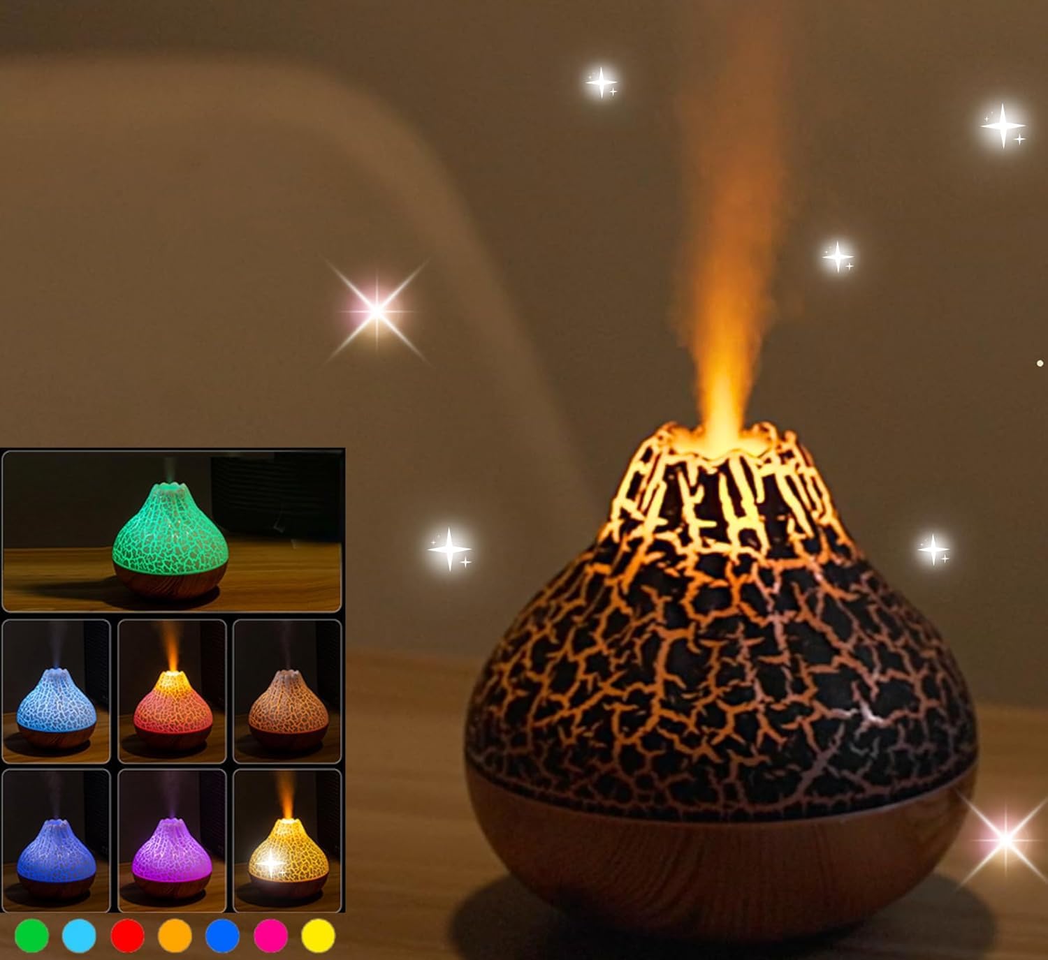 Volcano Mini-luftbefeuchter Für Schlafzimmer, Kühler Nebel, Ultraschall, Usb-betrieben, Tragbarer Luftbefeuchter Für Schlafzimmer, Büro, Pflanzen Und Babyzimmer, Dekoration