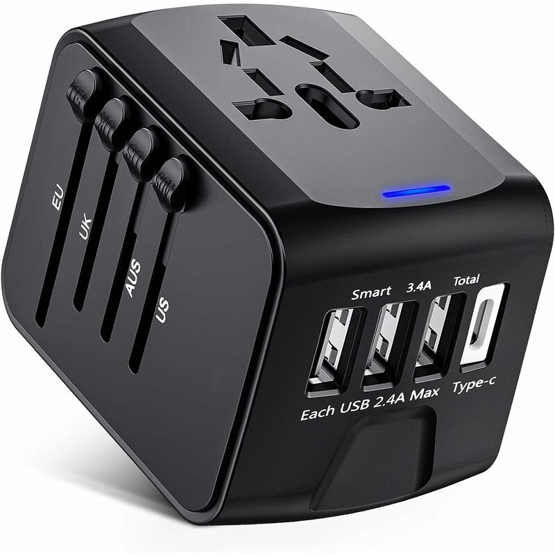 Nazalus-hot Selling-reiseadapter, Universal-steckeradapter Mit Usb-typ-c+3-anschlüssen Und Ac-stecker, Adapterstecker Für Mehrere Länder