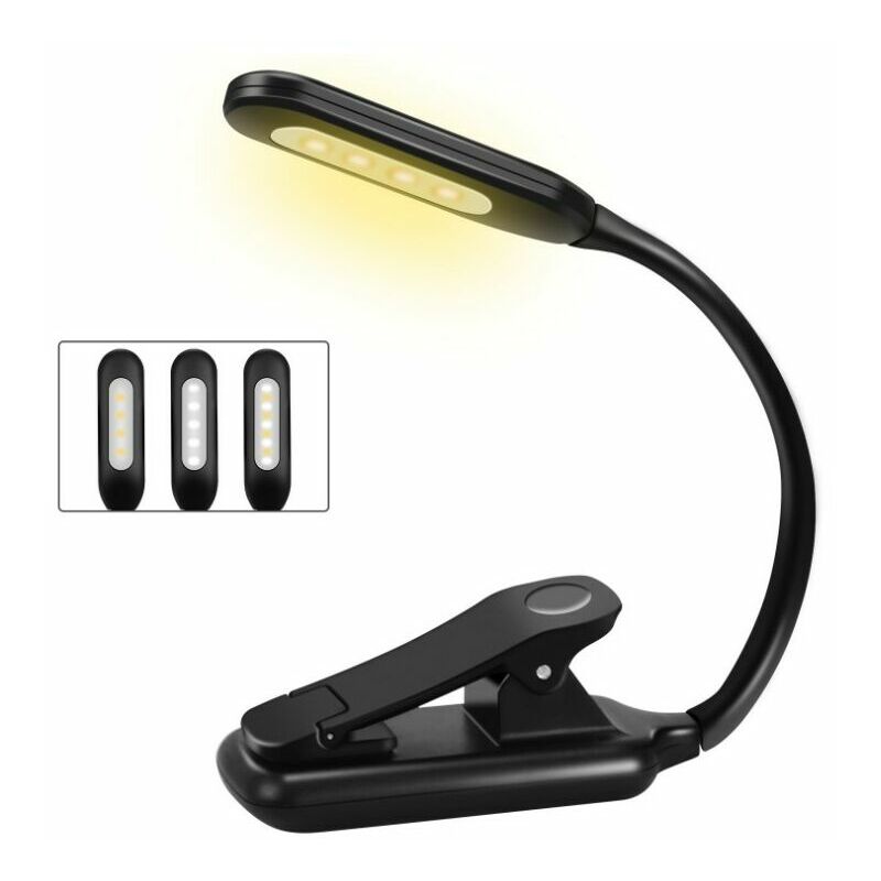 Leselampe, Wiederaufladbare Leseleuchte, Clip-lampe, 9 Leds, 3 Helligkeitsmodi (kaltes Und Warmes Weiß), 360° Flexibler Hals, Leselampe Zum Lesen Im Bett, Clip-buchleuchte Für Nachtlesen Auf Reisen Nr