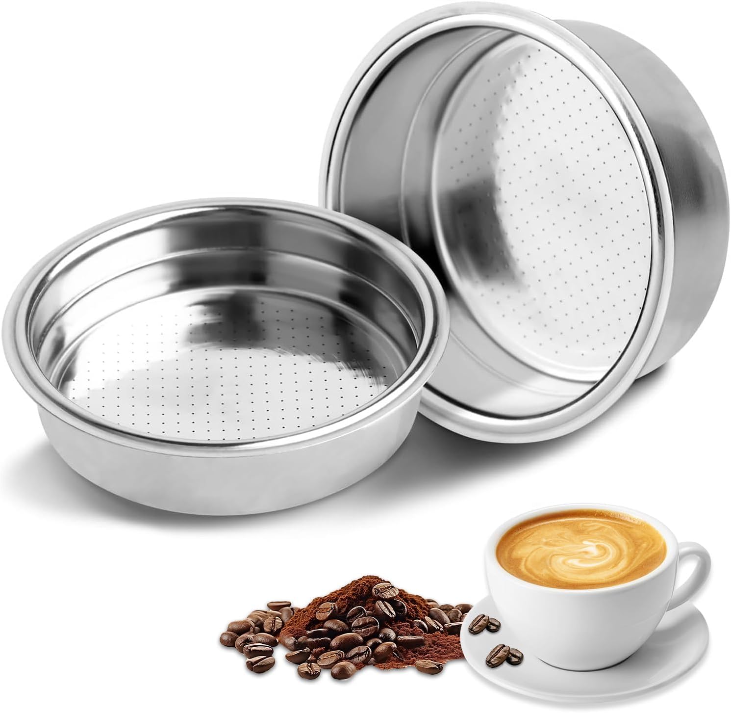 2 Stück Kaffeefilterhalter, 51 Mm Kaffeefilter, Druckfilter Für 1 Tasse Und 2 Tassen Druckkaffeemaschinen (einzel- Und Doppeltasse)