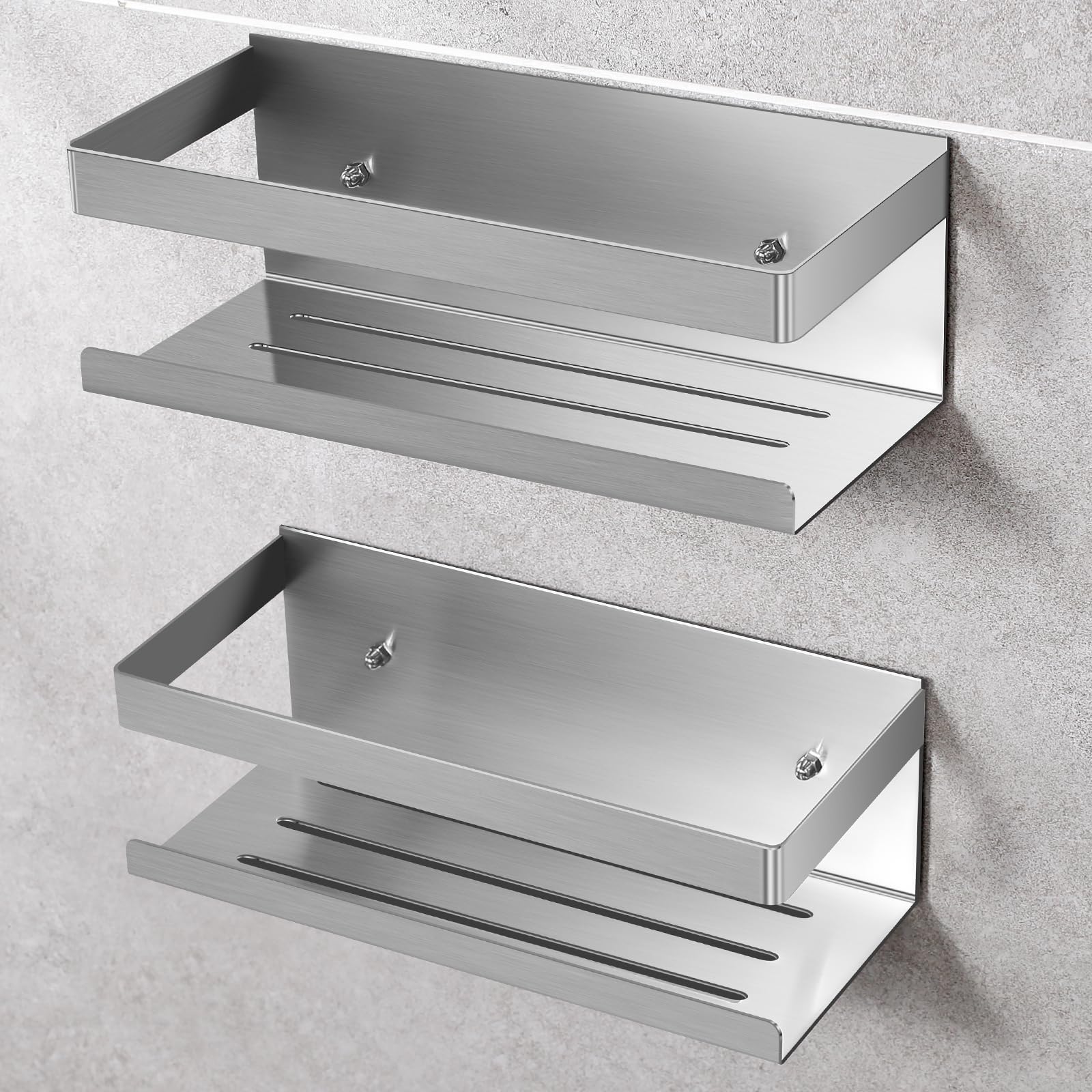 Bohrfreie Dusche, 2 Stück Duschaufbewahrung Aus Edelstahl Sus304, Badezimmerregal Für Duschgel Und Shampoo (silber – 2 Stück)