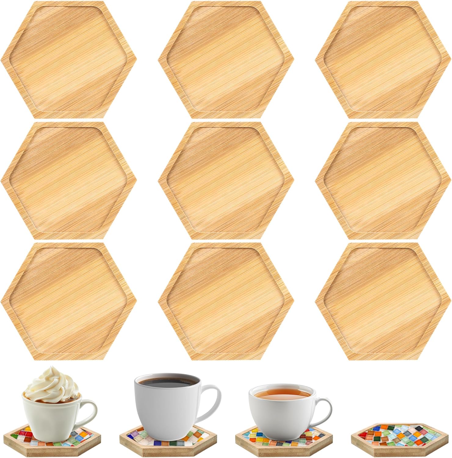 9 Bambus-stuks, Untersetzer, 10 Cm, Houten-unterzetter Für Kojes, Kaffee, Kaarsen, Salontafel-dekor, Woonkamer-dekor, Doe-het-self Houten-unterzetter Für Knutselen
