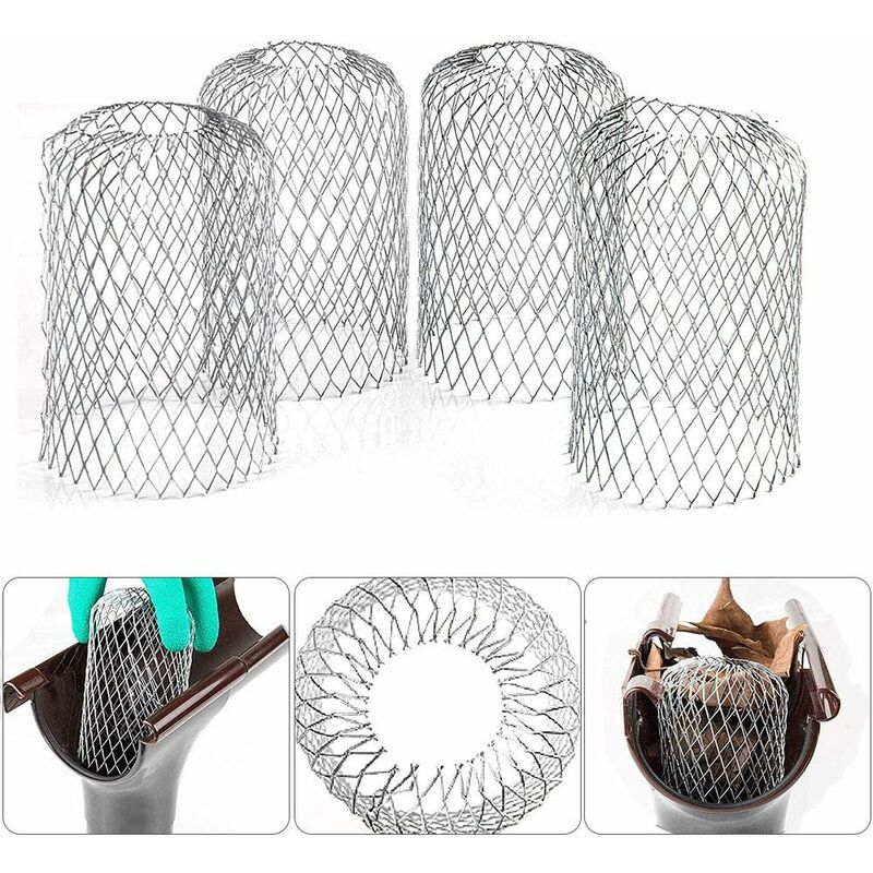 4 Flexible Aluminium-dachrinnenfilter, Durchmesser 8 Cm, Gitternetz, Laubschutz, Crapaudine-sieb, Laubschutz, Dachrinnenabdeckung Zum Schutz Der Dachrinne Vor Laub