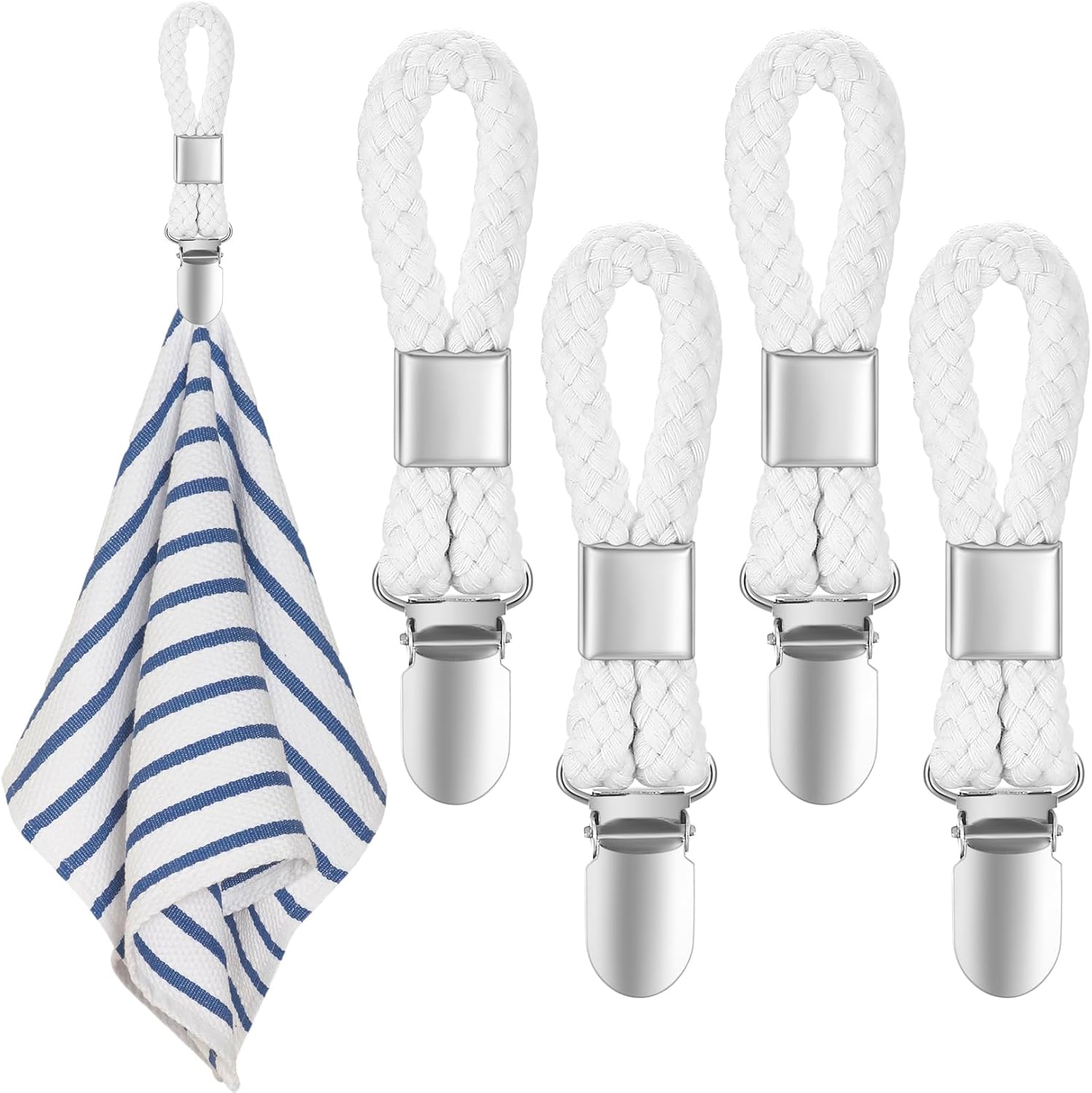 4 Stück Handtuch-clip, Geschirrtuch-aufhänger, Geschirrtuch-haken, Badezimmer-handtuchhalter, Geschirrtuch-halter-clips, Schränke Zum Aufhängen Von Handtüchern (weiß)