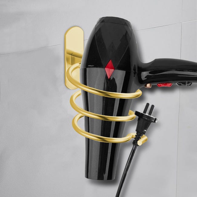 Spiralförmiger Haartrocknerhalter, Aluminium-wandhalterung, Haartrocknerhalter Ohne Bohren, Goldfarben