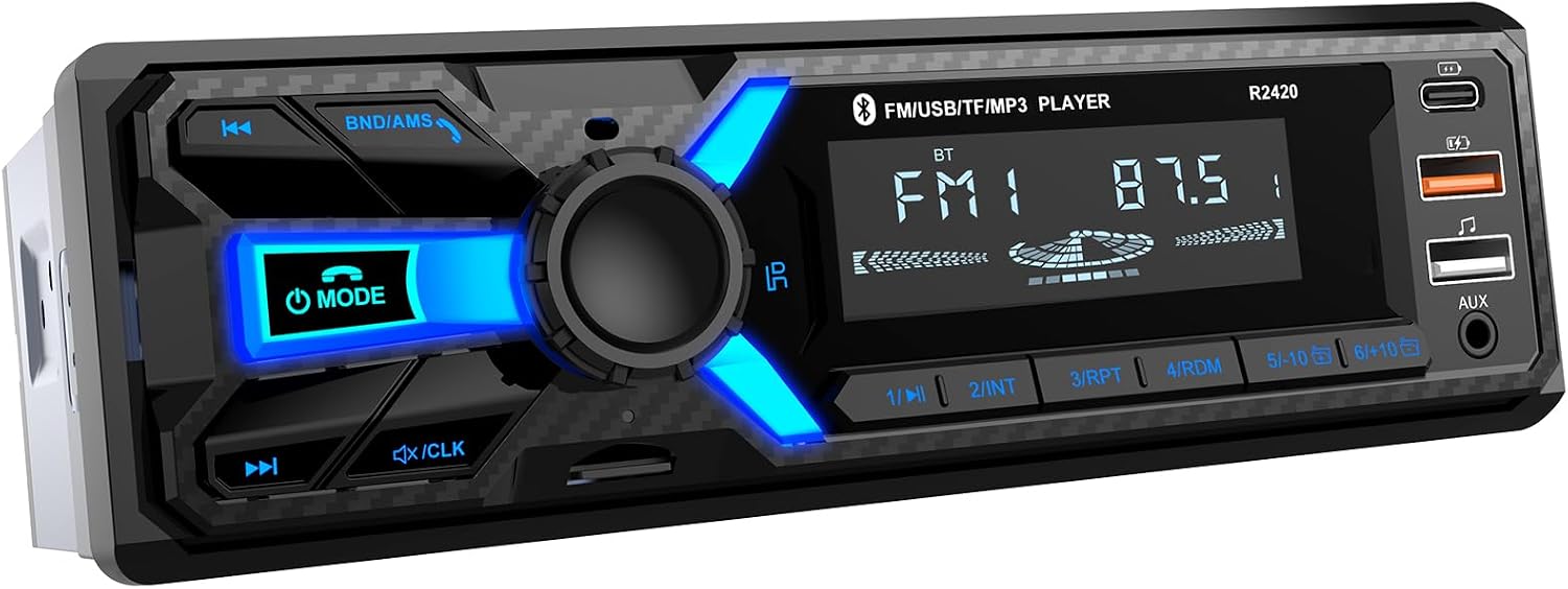 Rds-autoradio Bluetooth 5.0, Bluetooth-autoradio, Typ-c-ladeanschluss, Fm/am-autoradio 1din, 4x65w-autoradio Unterstützt Freisprechen/2 Usb/aux/sd/tf/mp3-player