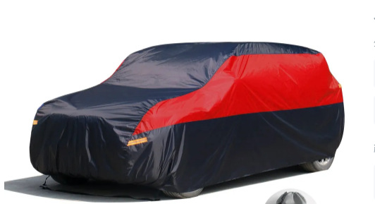 Atmungsaktive Wasserdichte Autoabdeckung, Schwarz-rote Vollgarage Für Regen, Sonne, Staubschutz, Größe: 4,25 X 1,75 X 1,5 M