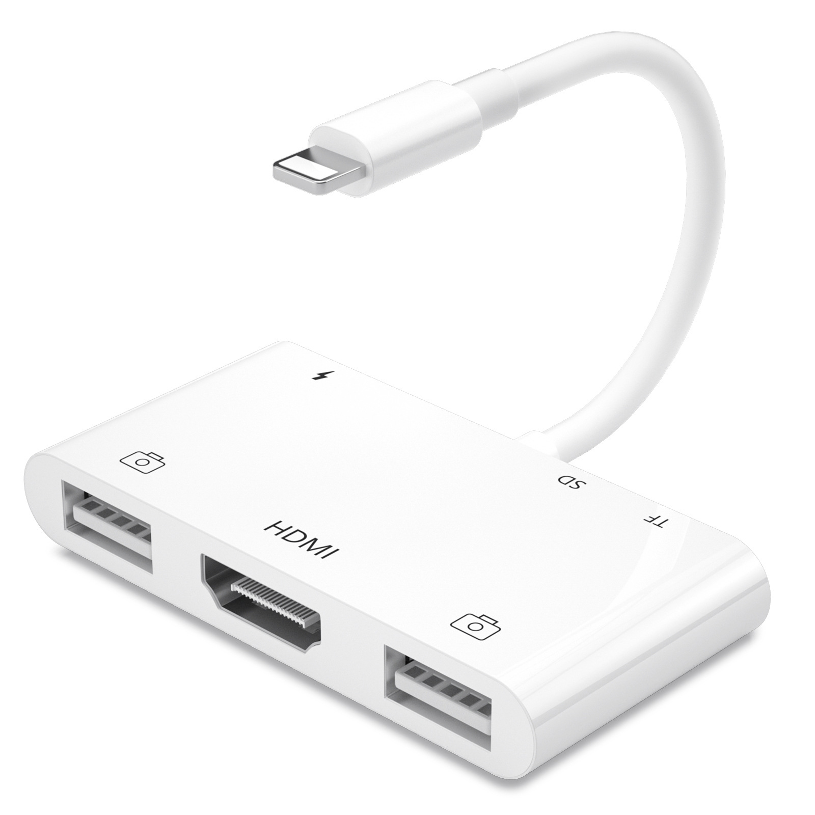 Hdmi-otg-adapter Für Iphone, Usb-hdmi-adapter, Beleuchtung Auf Hdmi Digital Av 6-in-1, Sd-kartenleser, Usb-kamera-adapter, Kompatibel Mit Iphone, Pad, Midi-tastatur