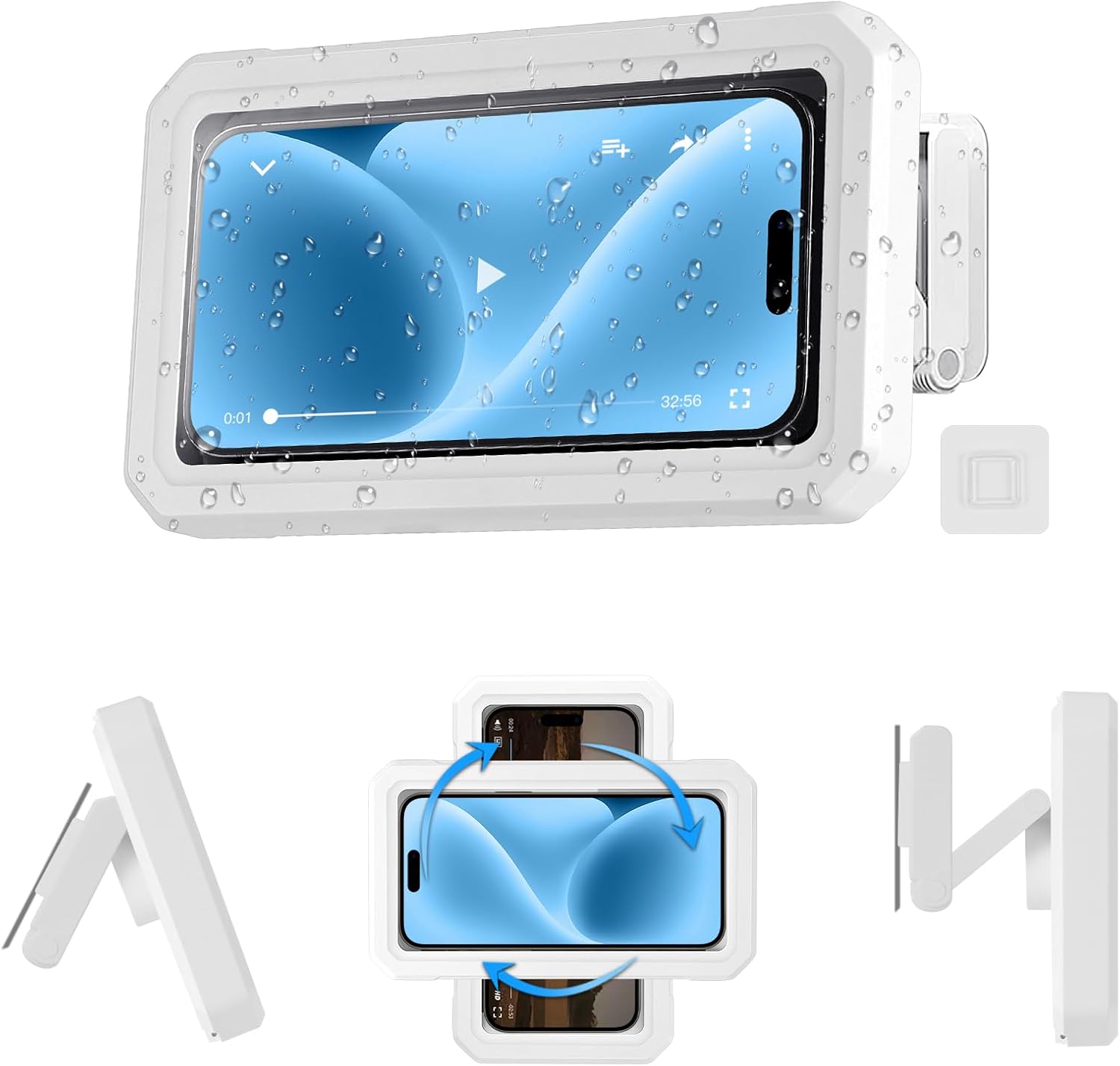 480° Wasserdichter Duschhalter – Universelle Wandhalterung Für Smartphones ≤ 7 Zoll – Geeignet Für Dusche, Bad Und Küche – Hd-touchscreen-navigation – Praktisches Mobiles Zubehör