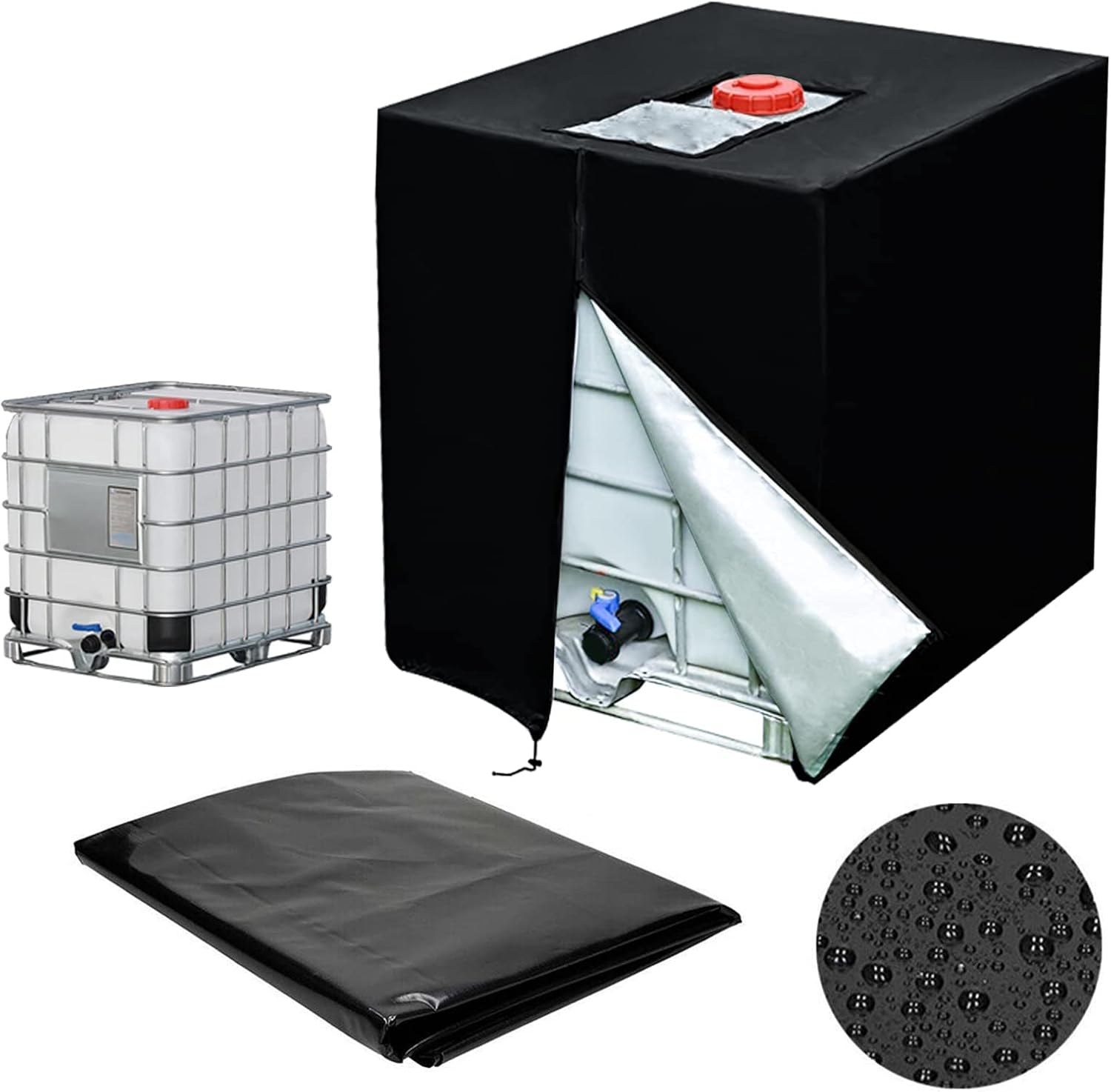 Wassertankabdeckung, 1000l-tankabdeckung, Ibc-tankabdeckung Für 1000l-tank, Wassertankbehälter-schutzabdeckung, Anti-staub, Anti-uv, Anti-regen, 120x100x116cm